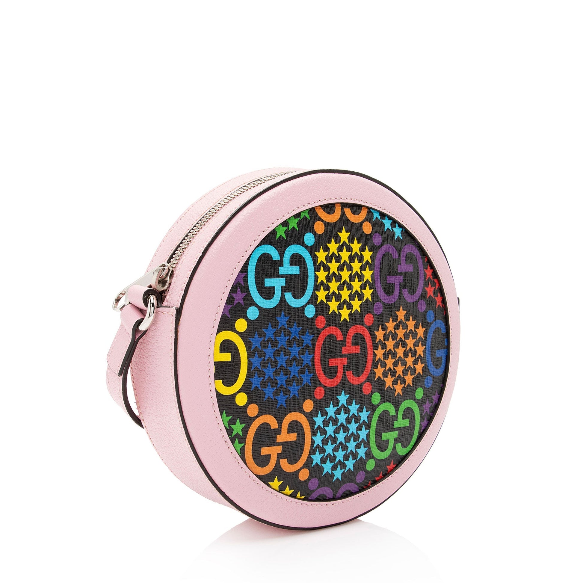Gucci GG Supreme Psychedelic Round SHF-l3hOoV Leather Canvas Pink Crossbody Bag