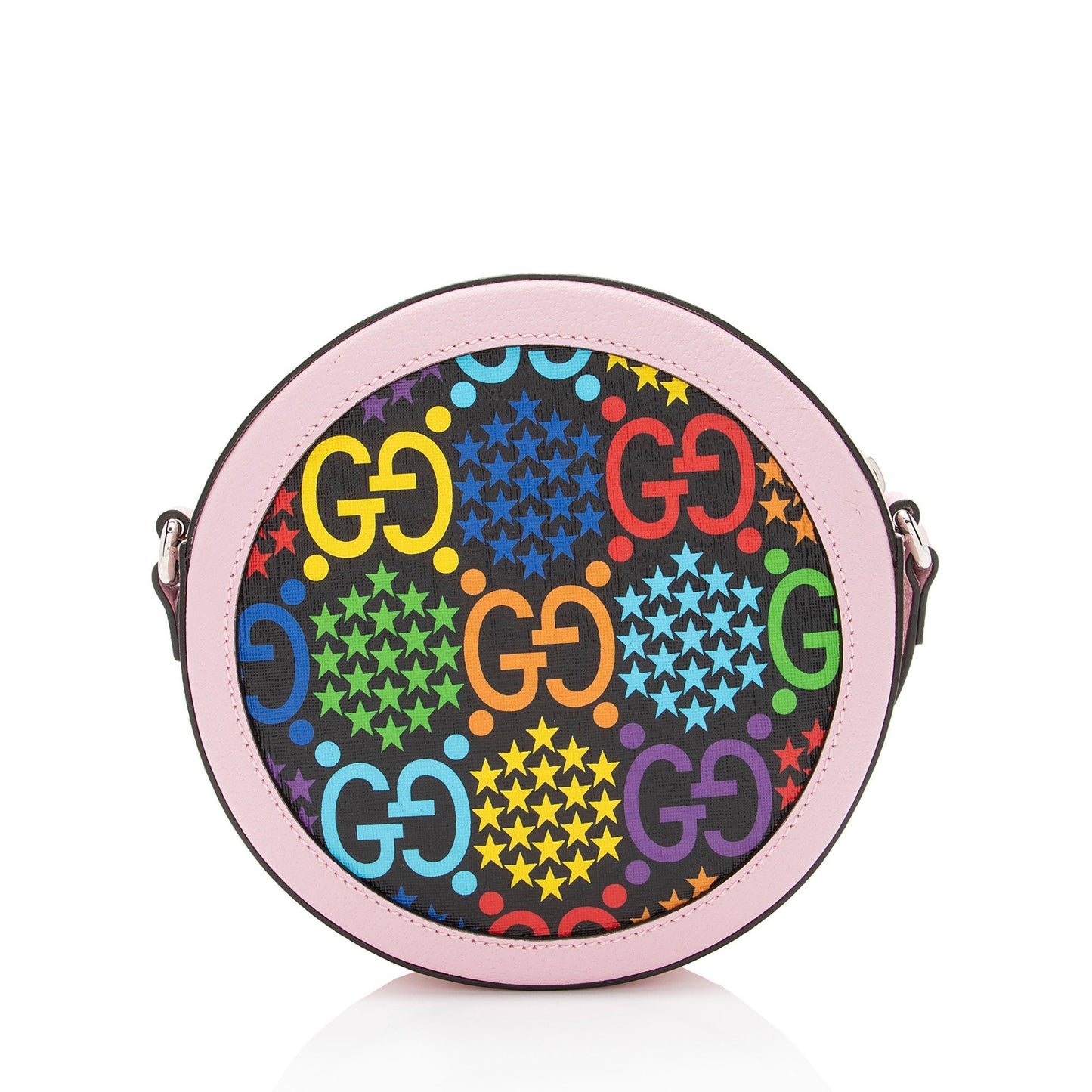 Gucci GG Supreme Psychedelic Round Leather Canvas Pink Crossbody Bag
