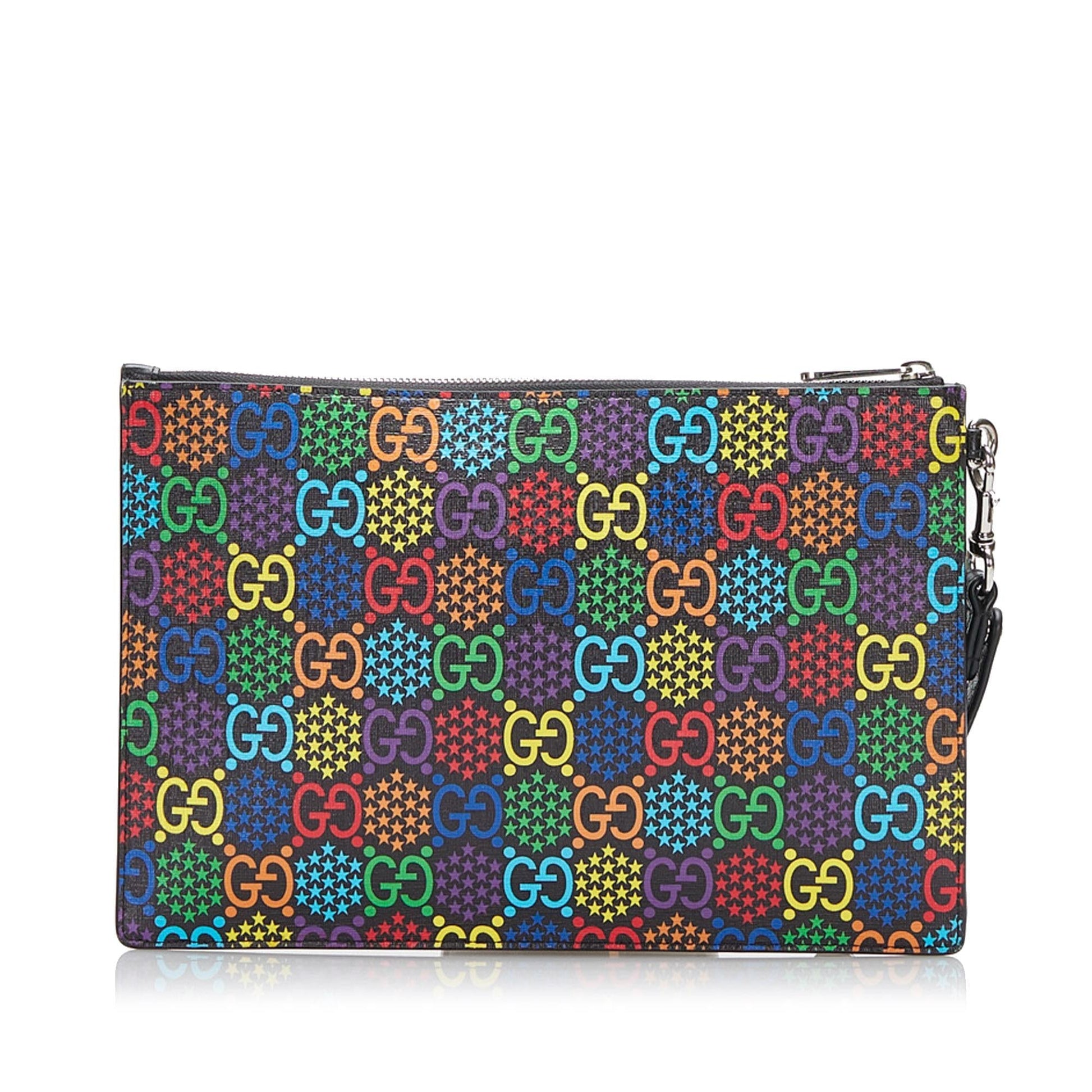 Gucci GG Supreme Psychedelic Zip SHG Canvas Clutch Bag