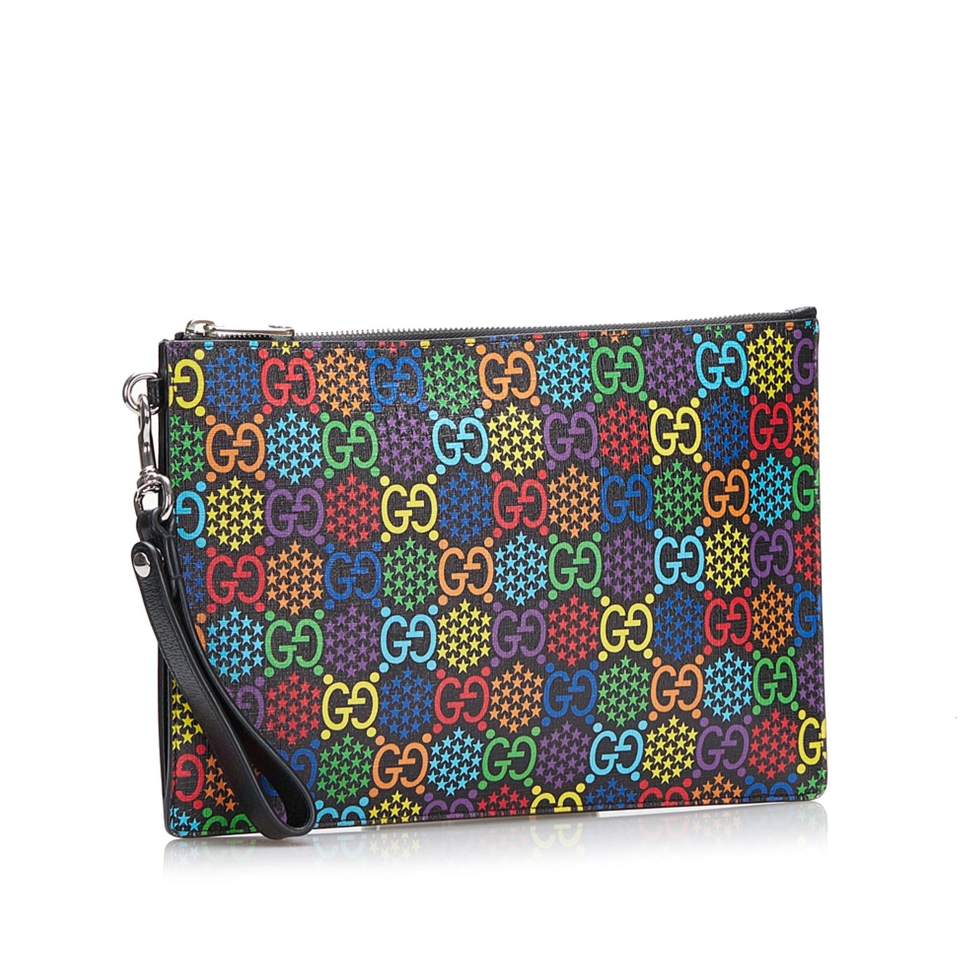 Gucci GG Supreme Psychedelic Zip SHG Canvas Clutch Bag