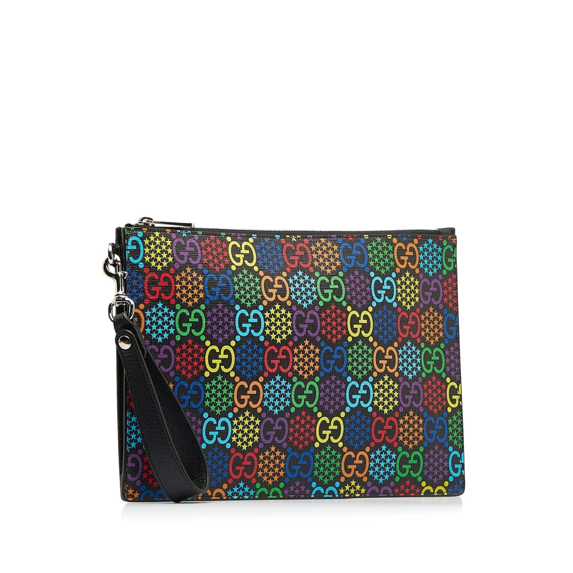 Gucci GG Supreme Psychedelic Zip SHG-9nqASI Canvas Clutch Bag
