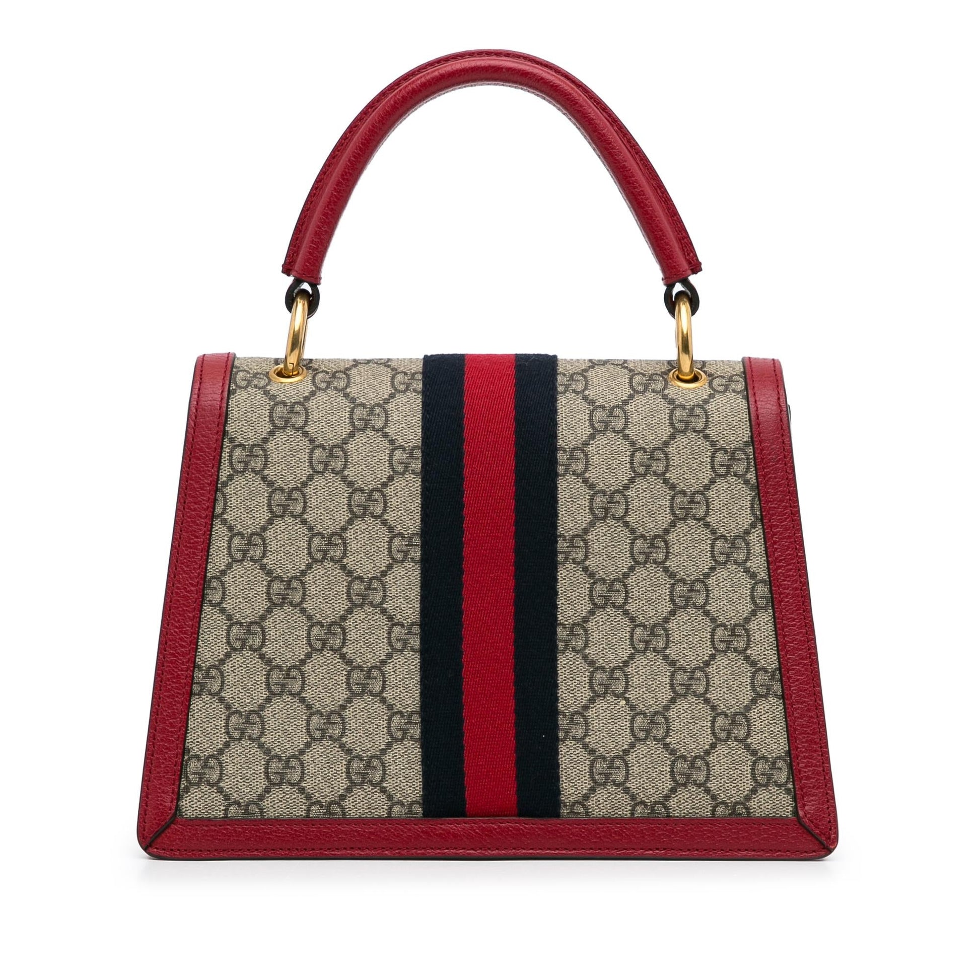 Gucci GG Supreme Queen Margaret SHG-bPHpLo Canvas Calf Brown Red Satchel Bag
