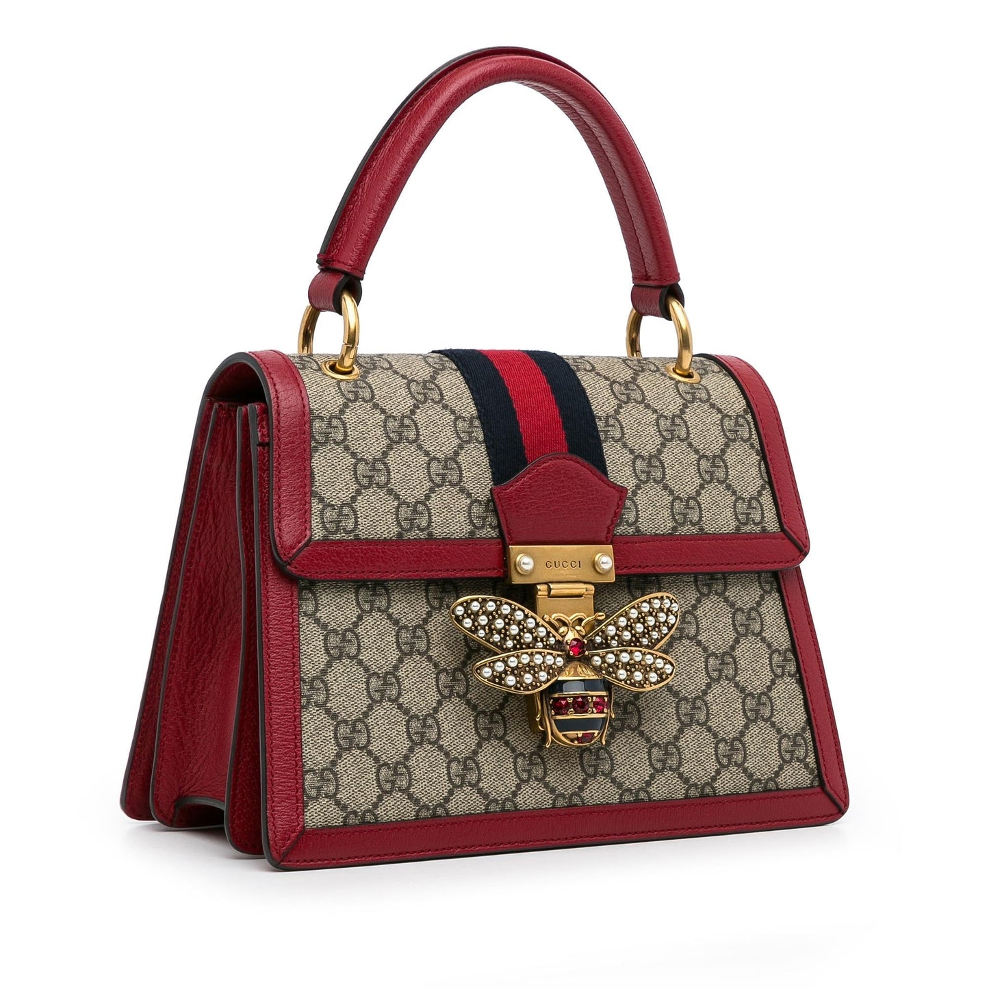 Gucci GG Supreme Queen Margaret SHG-bPHpLo Canvas Calf Brown Red Satchel Bag