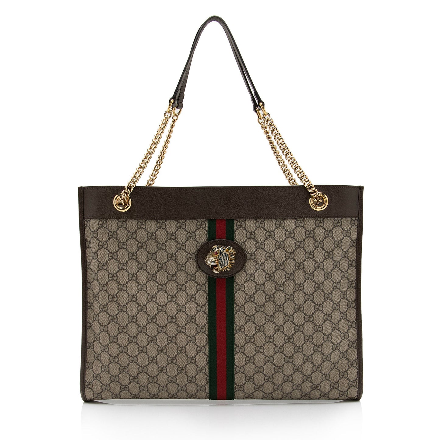Gucci GG Supreme Rajah SHF-CkmY9Y Leather Canvas Nylon Brown Tote Bag