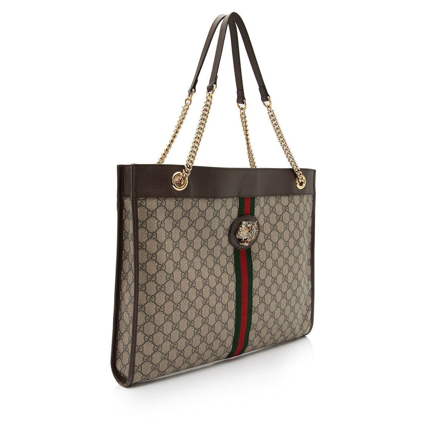 Gucci GG Supreme Rajah SHF-CkmY9Y Leather Canvas Nylon Brown Tote Bag