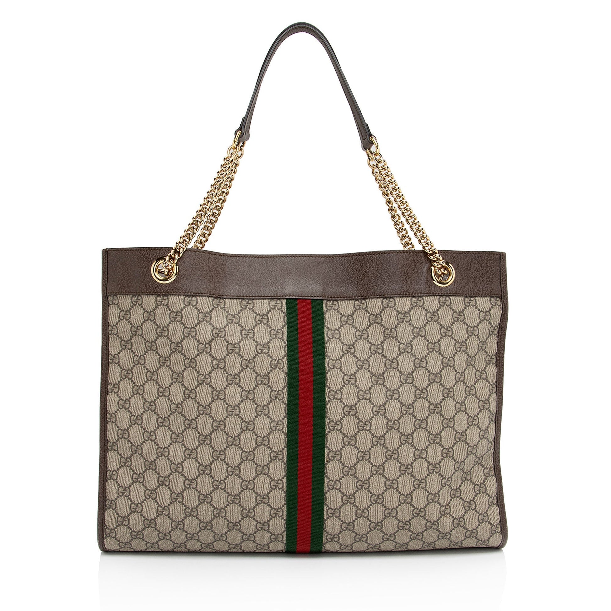Gucci GG Supreme Rajah SHF-3wpHBK Leather Canvas Nylon Brown Tote Bag