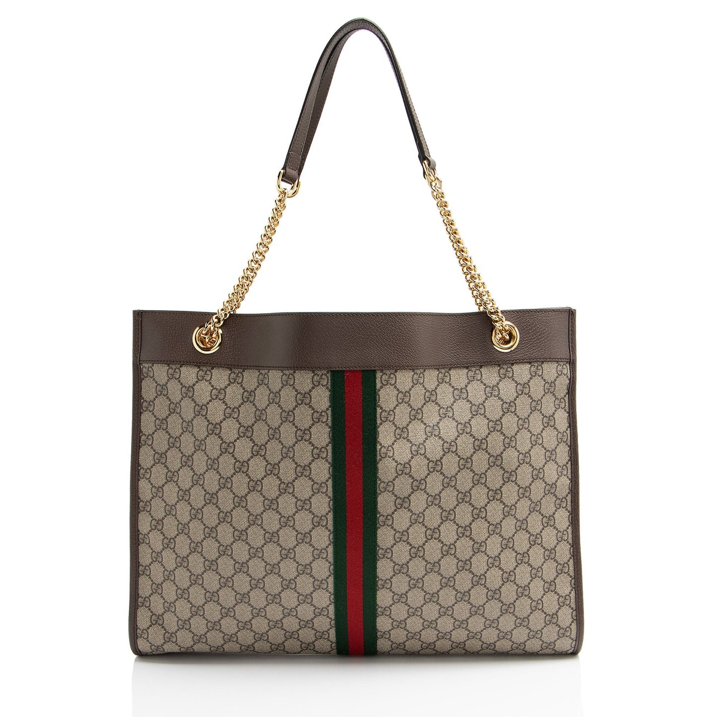 Gucci GG Supreme Rajah Leather Canvas Nylon Brown Tote Bag