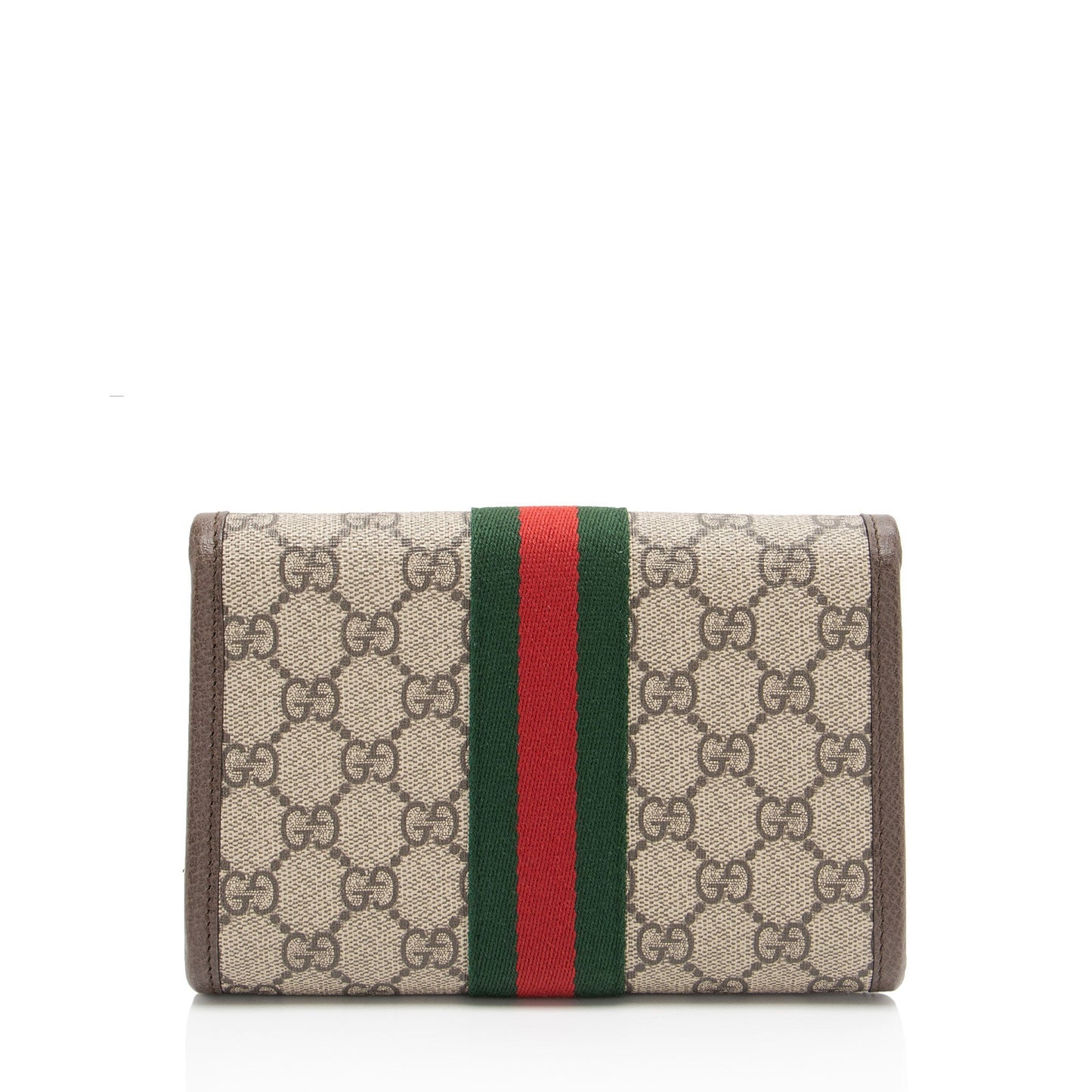 Gucci GG Supreme Rajah Slim Flap Leather Canvas Nylon Brown Crossbody Bag