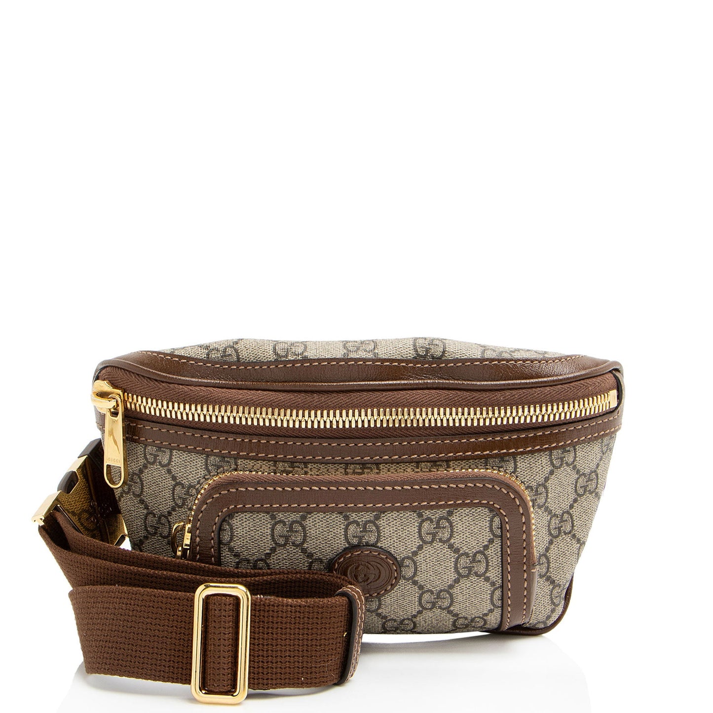 Gucci GG Supreme Retro Belt Leather Canvas Nylon Brown Accessory