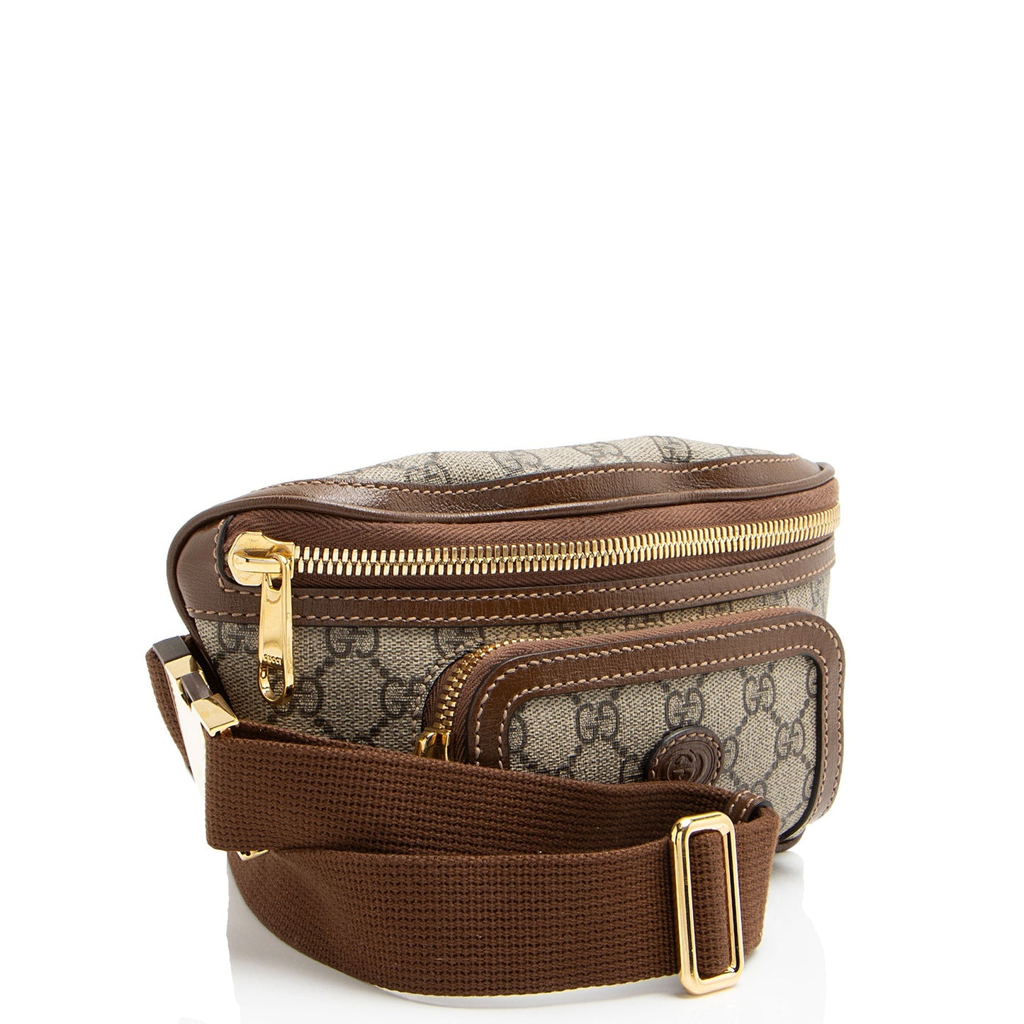 Gucci GG Supreme Retro Belt Leather Canvas Nylon Brown Accessory