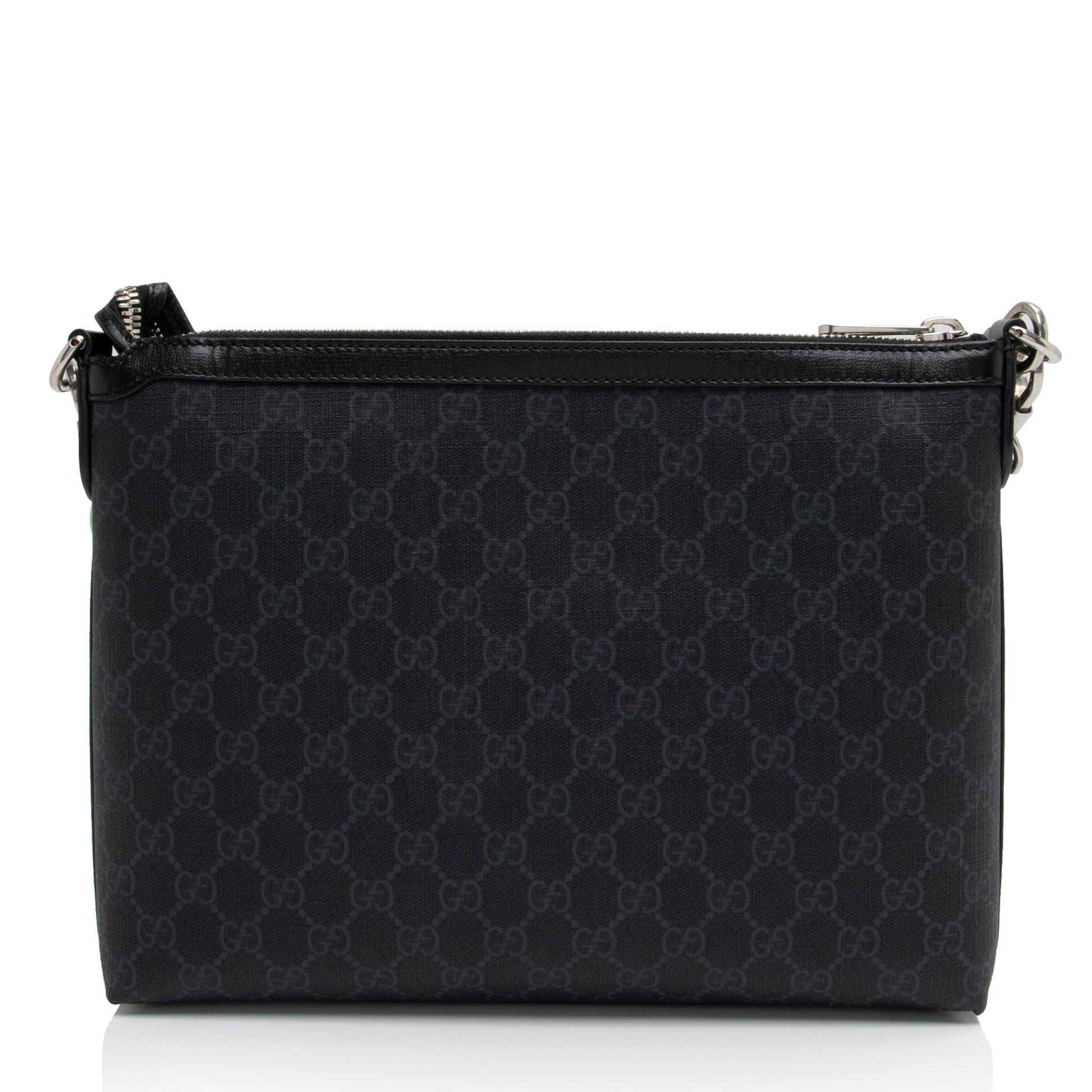Gucci GG Supreme Retro Interlocking G Leather Canvas Nylon Black Shoulder Bag