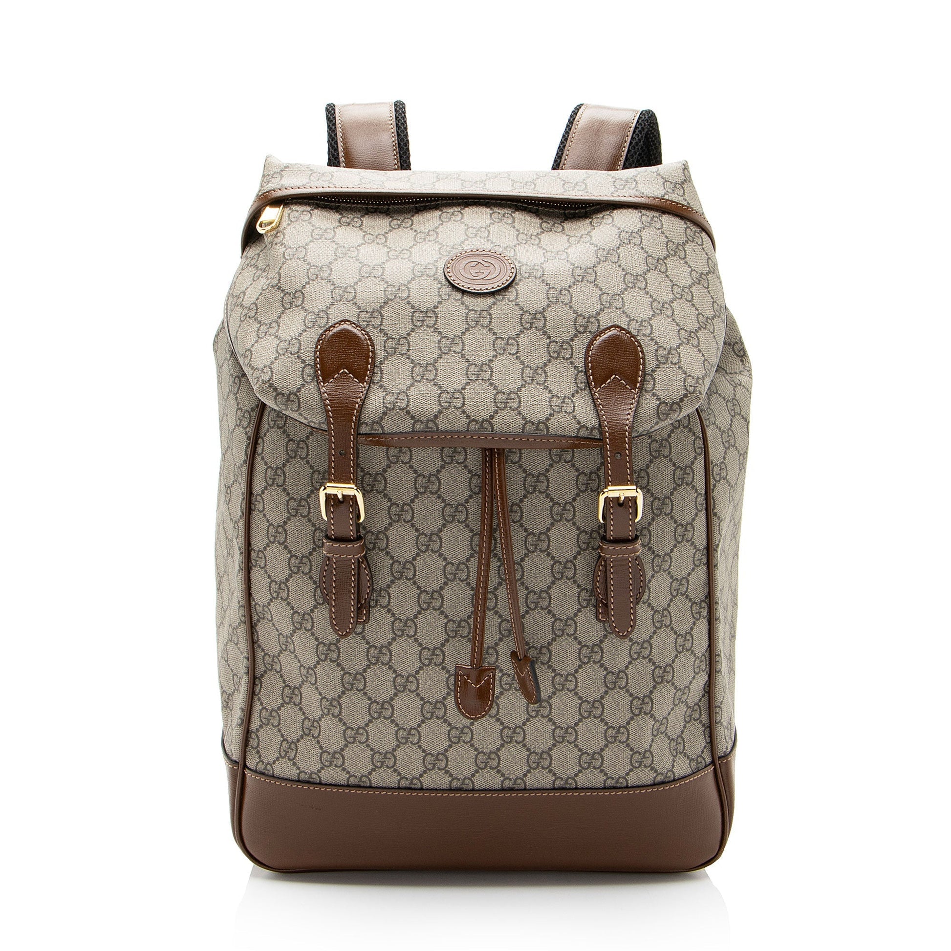 Gucci GG Supreme Retro Backpack Leather Canvas Nylon Brown Shoulder Bag