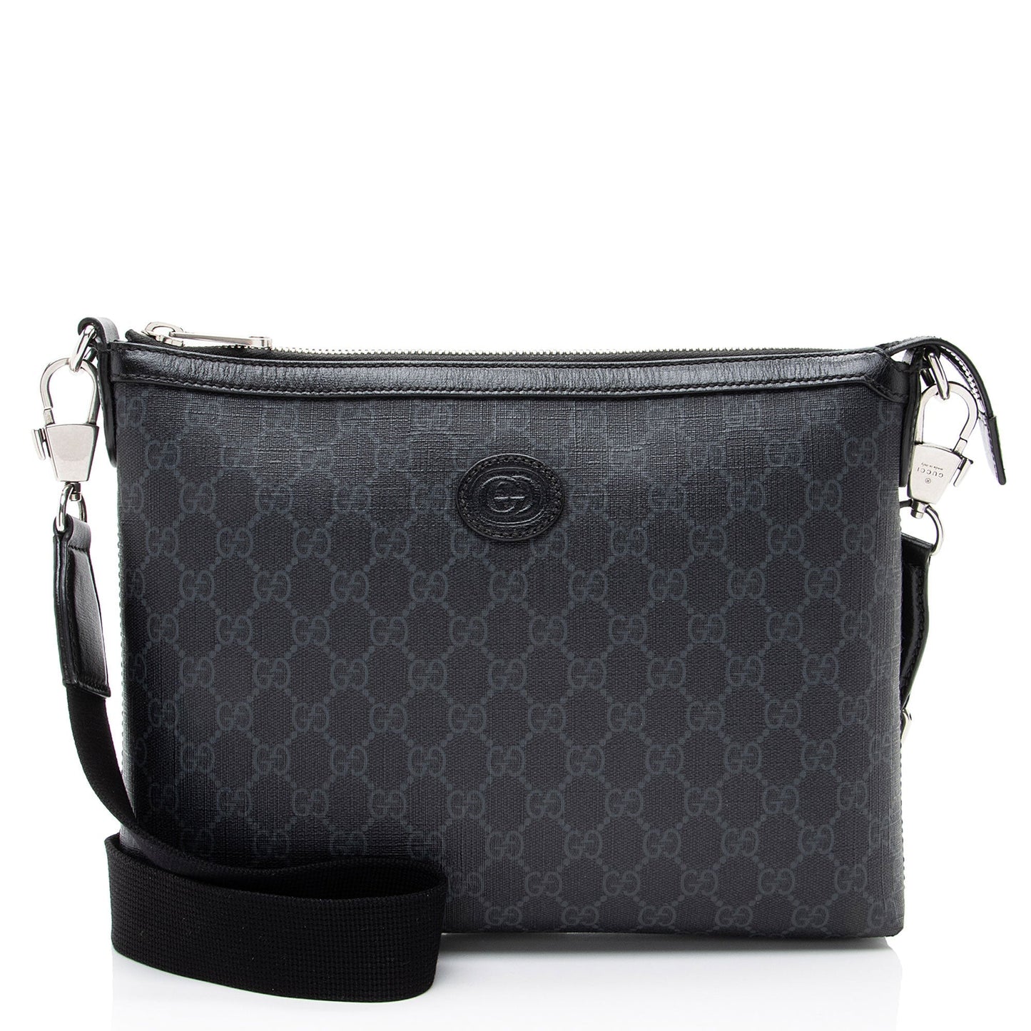 Gucci GG Supreme Retro Messenger Leather Canvas Nylon Black Shoulder Bag