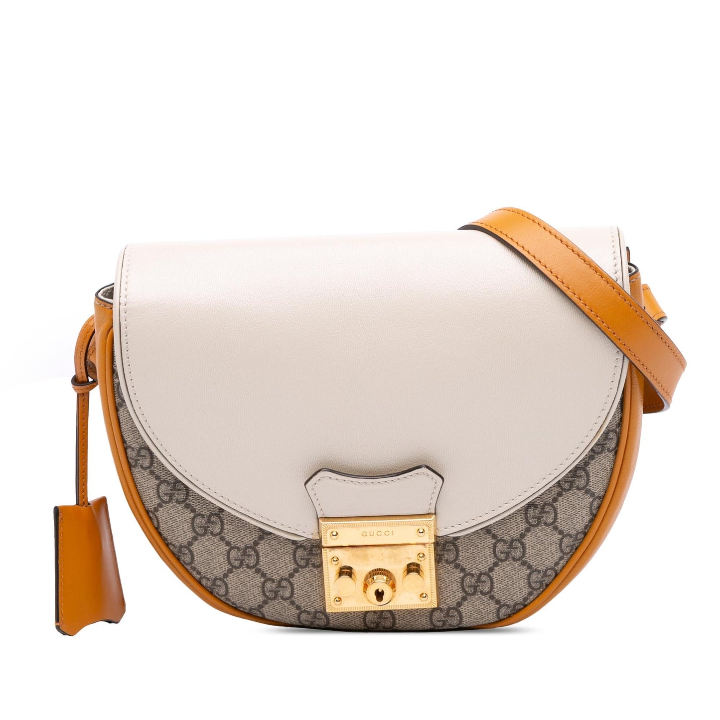 Gucci GG Supreme Saddle Padlock Crossbody Bag