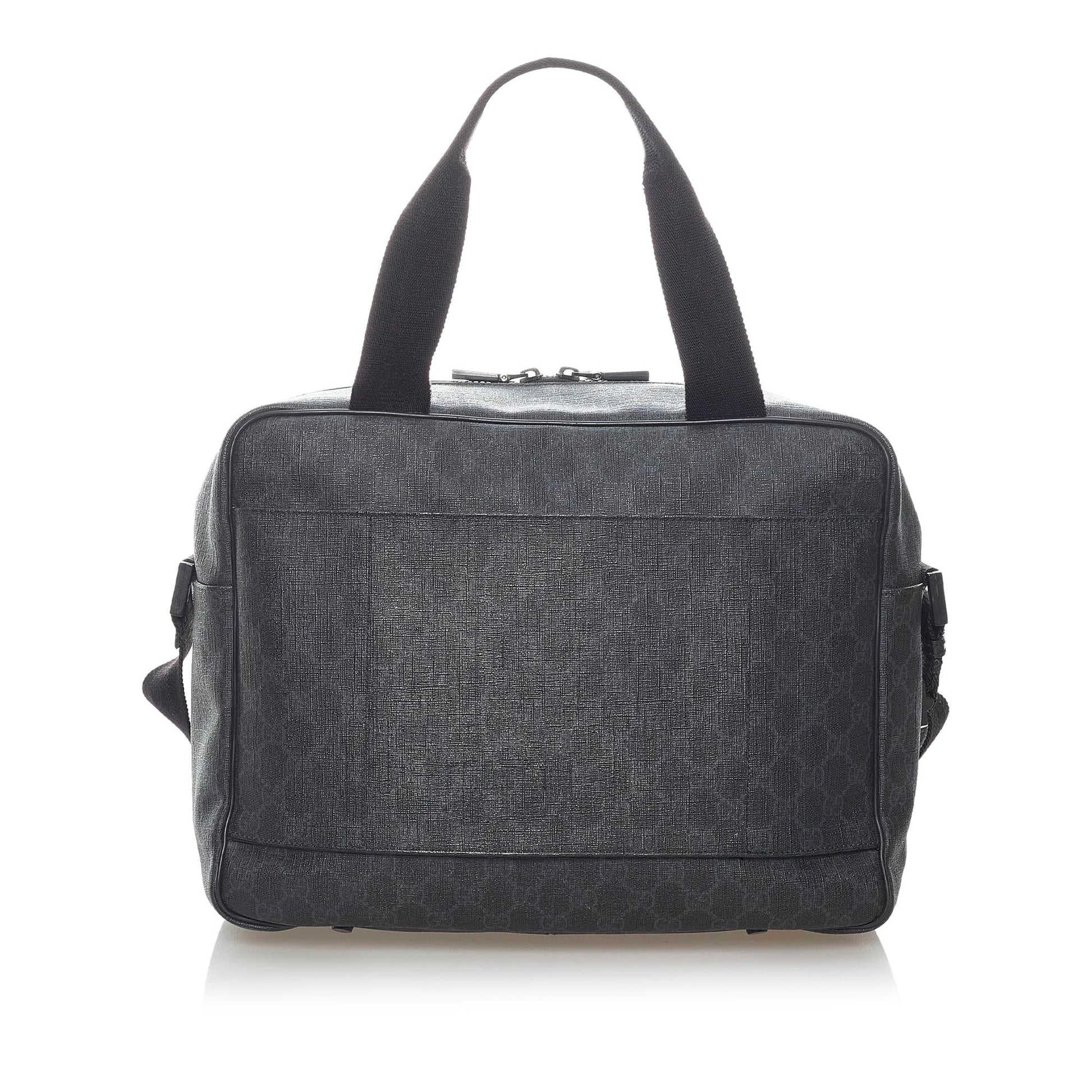 Gucci GG Supreme SHG Canvas Calf Black Satchel Bag