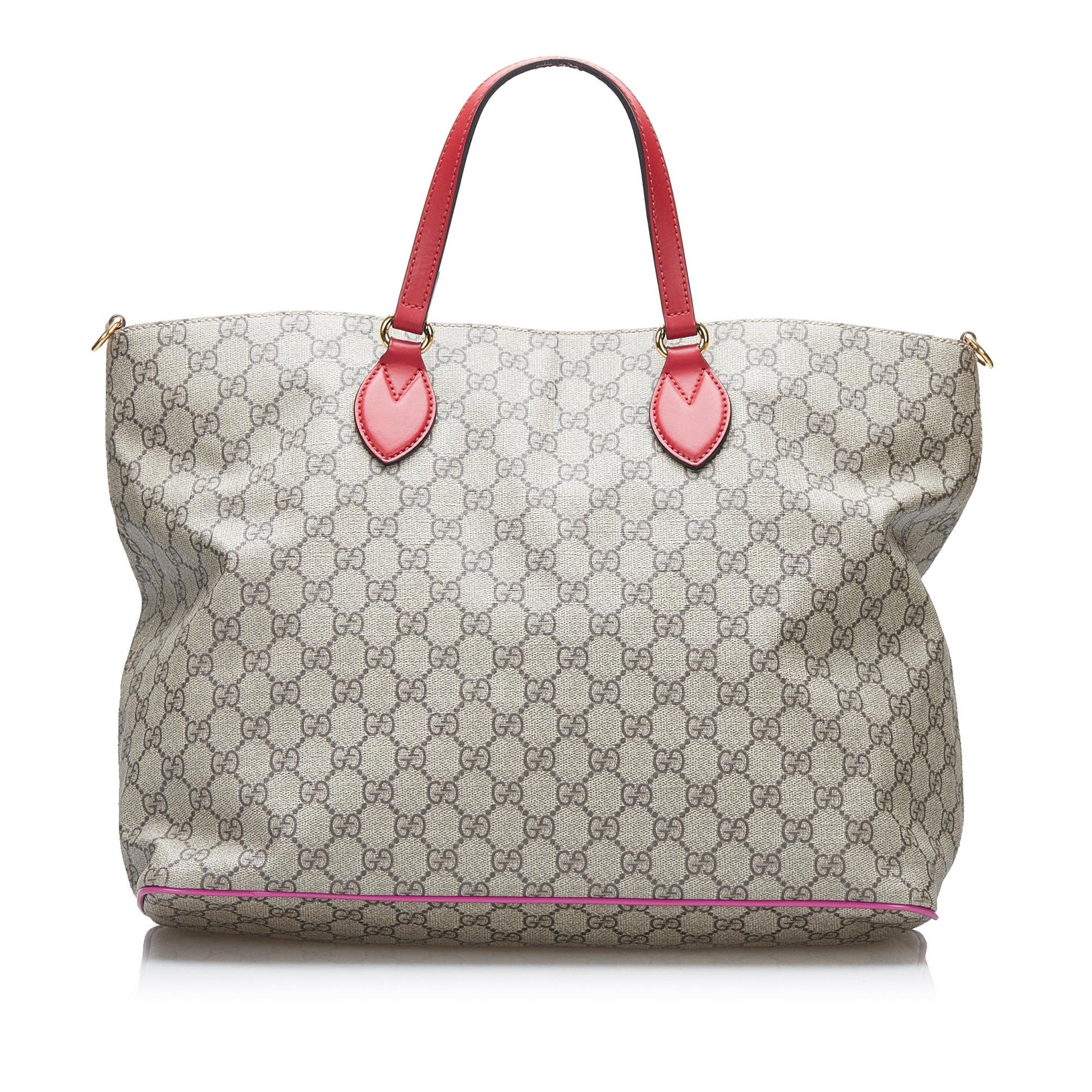 Gucci GG Supreme SHG-bEKK5a Canvas Calf Brown Red Satchel Bag