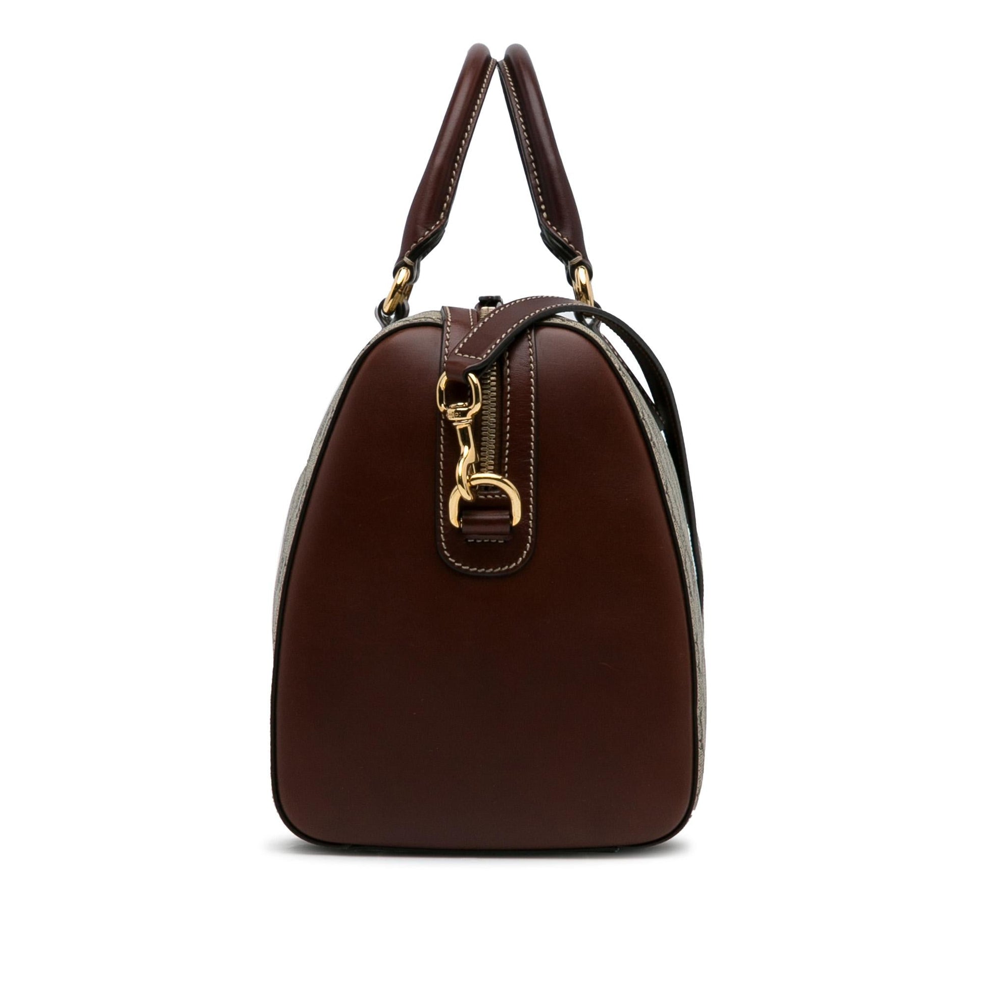 Gucci GG Supreme SHG-7vet1K Canvas Calf Brown Satchel Bag