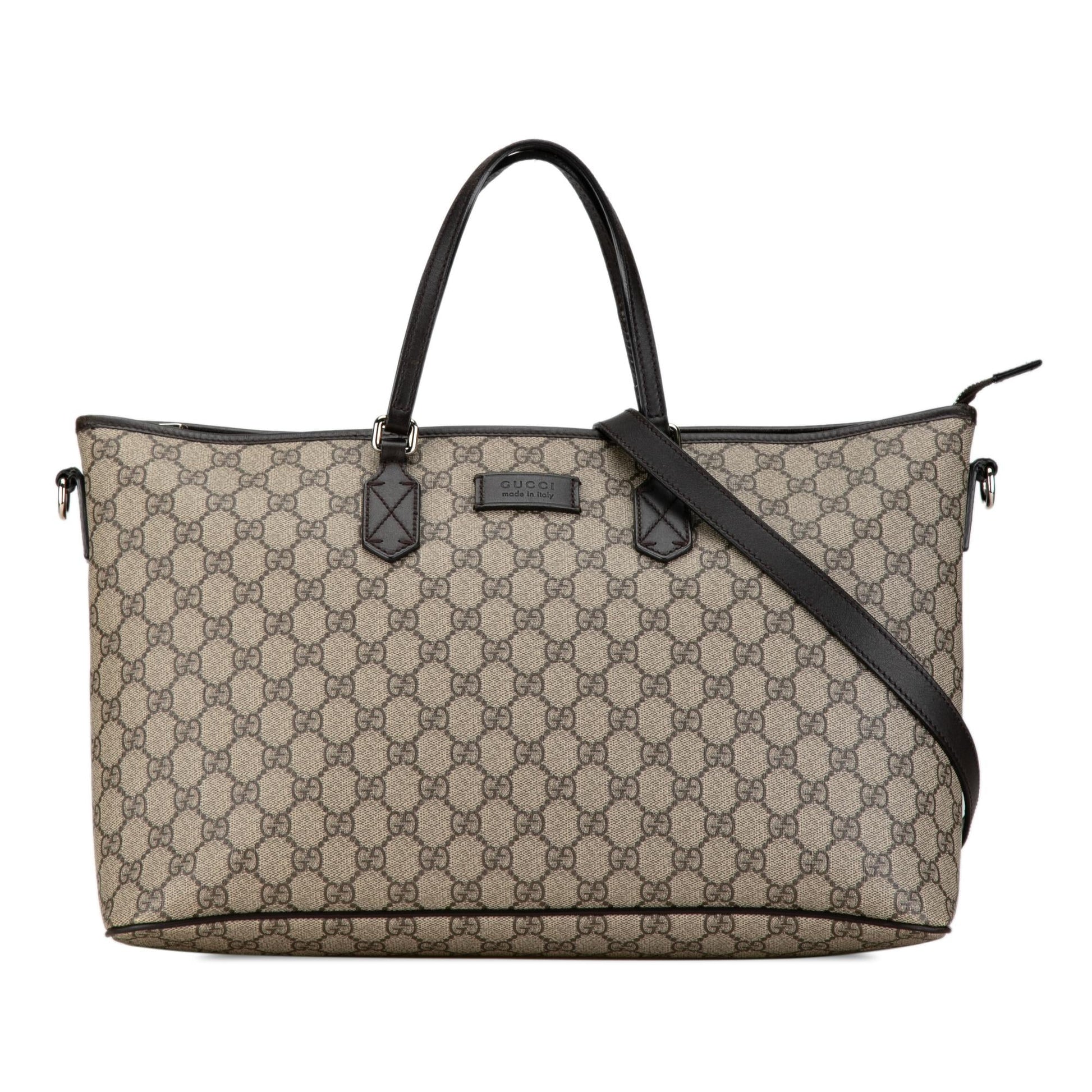 Gucci GG Supreme SHG-gvVT1S Canvas Calf Brown Satchel Bag