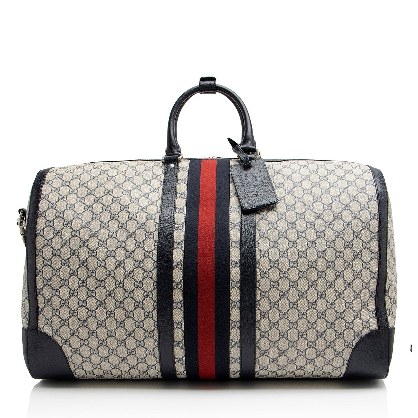 Gucci GG Supreme Savoy Maxi Duffle Canvas Beige Blue Travel Bag