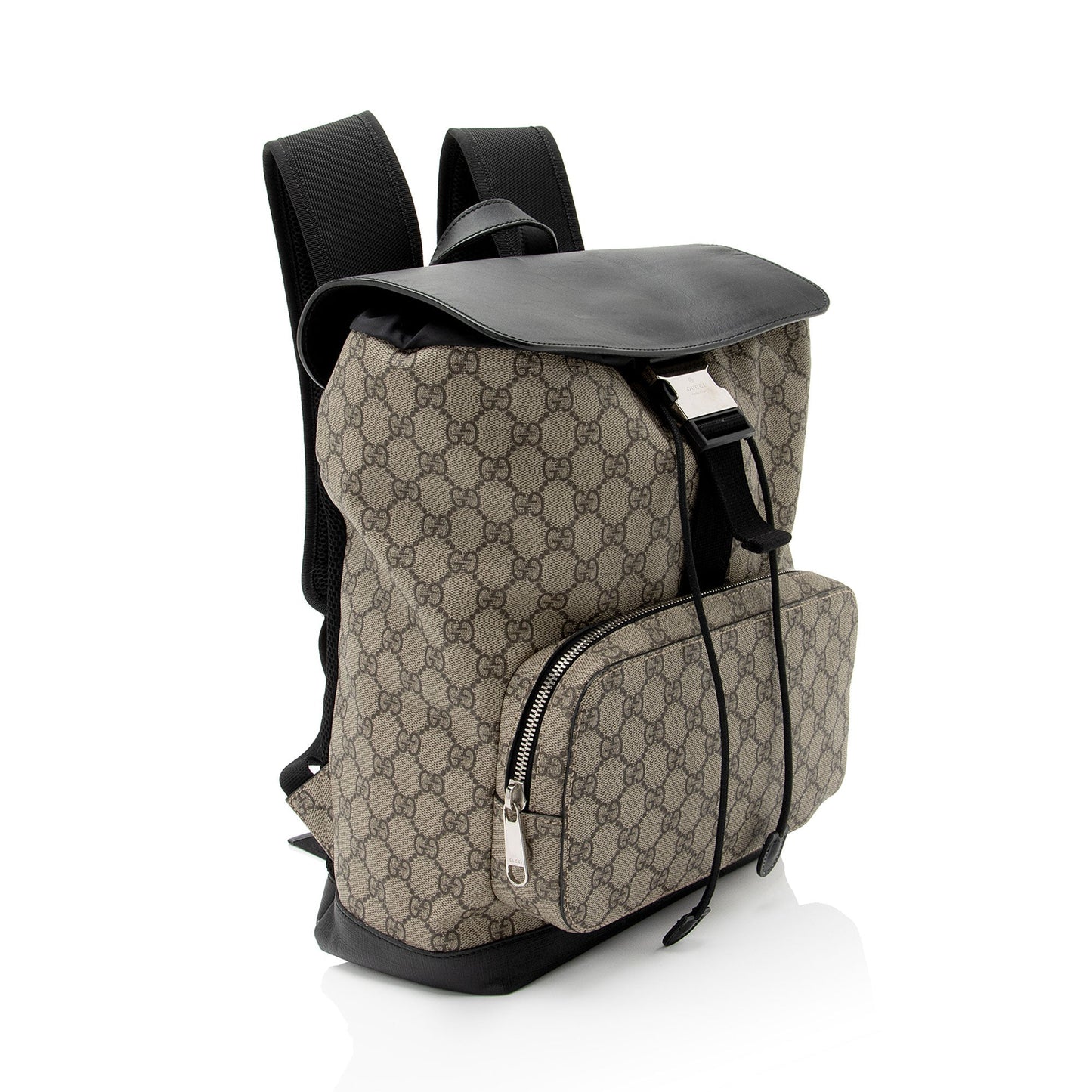Gucci GG Supreme Backpack Leather Canvas Nylon Black Shoulder Bag