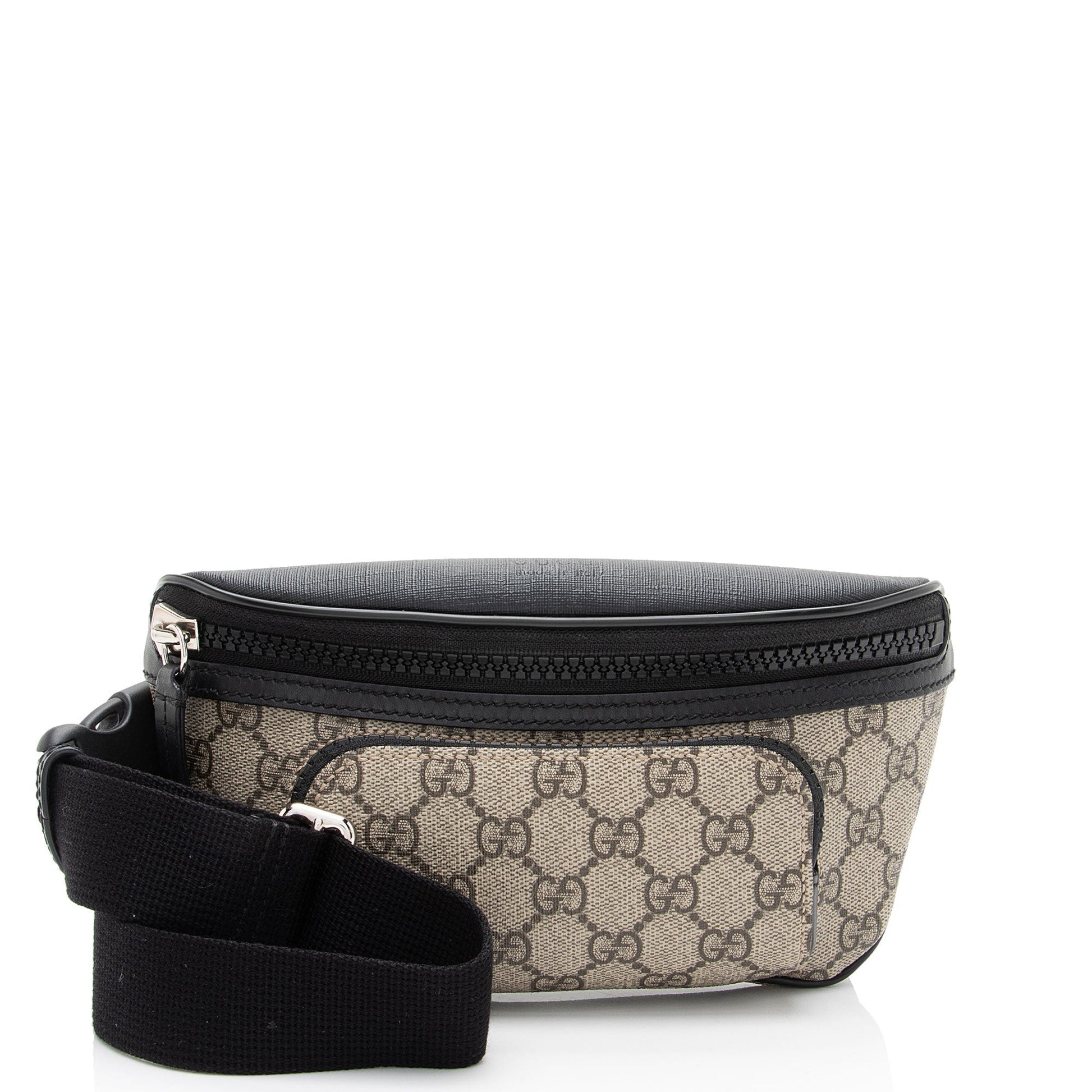 Gucci GG Supreme Belt SHF-urY9Mq Leather Canvas Nylon Black Accessory