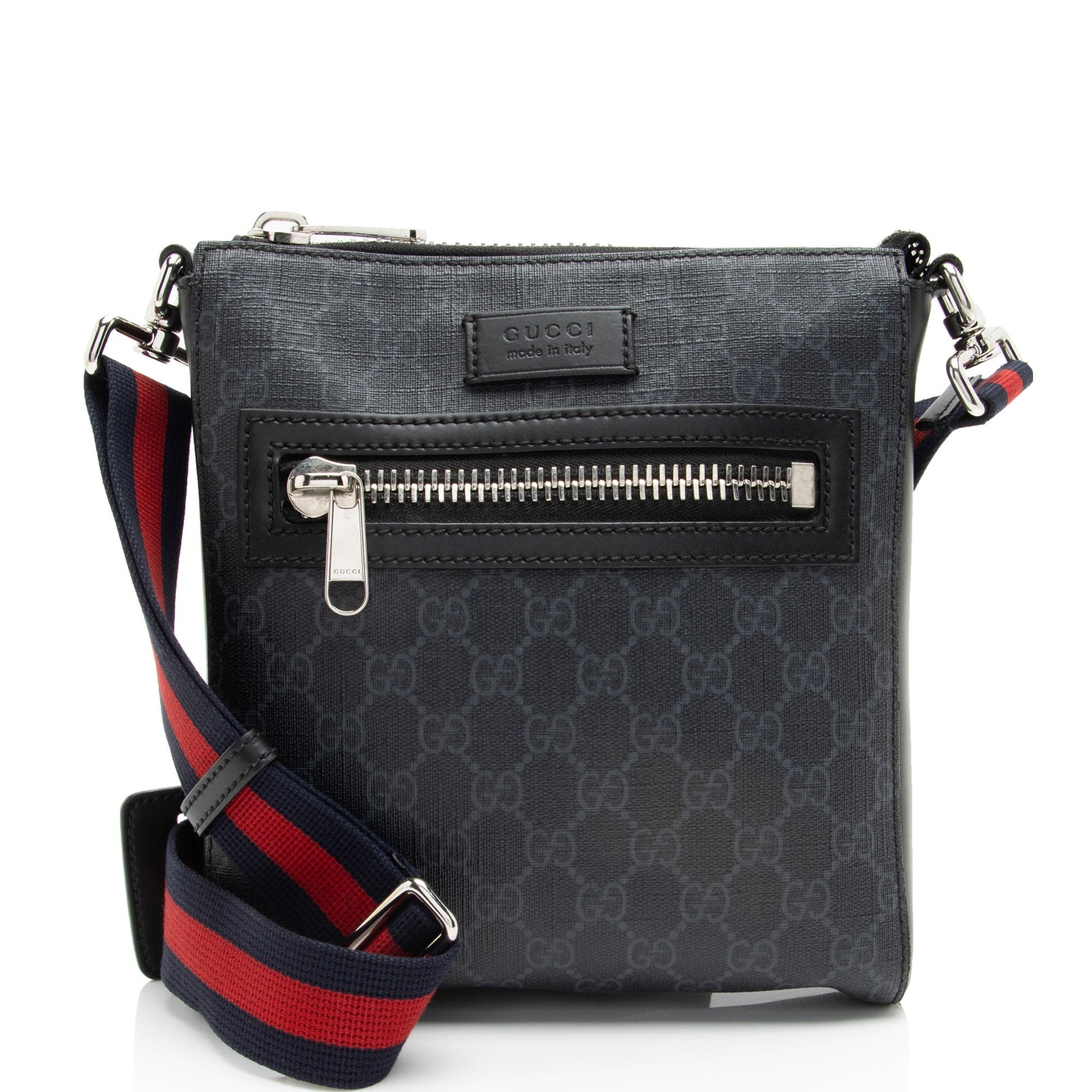 Gucci GG Supreme Messenger SHF-kQ3DUd Leather Canvas Nylon Black Shoulder Bag