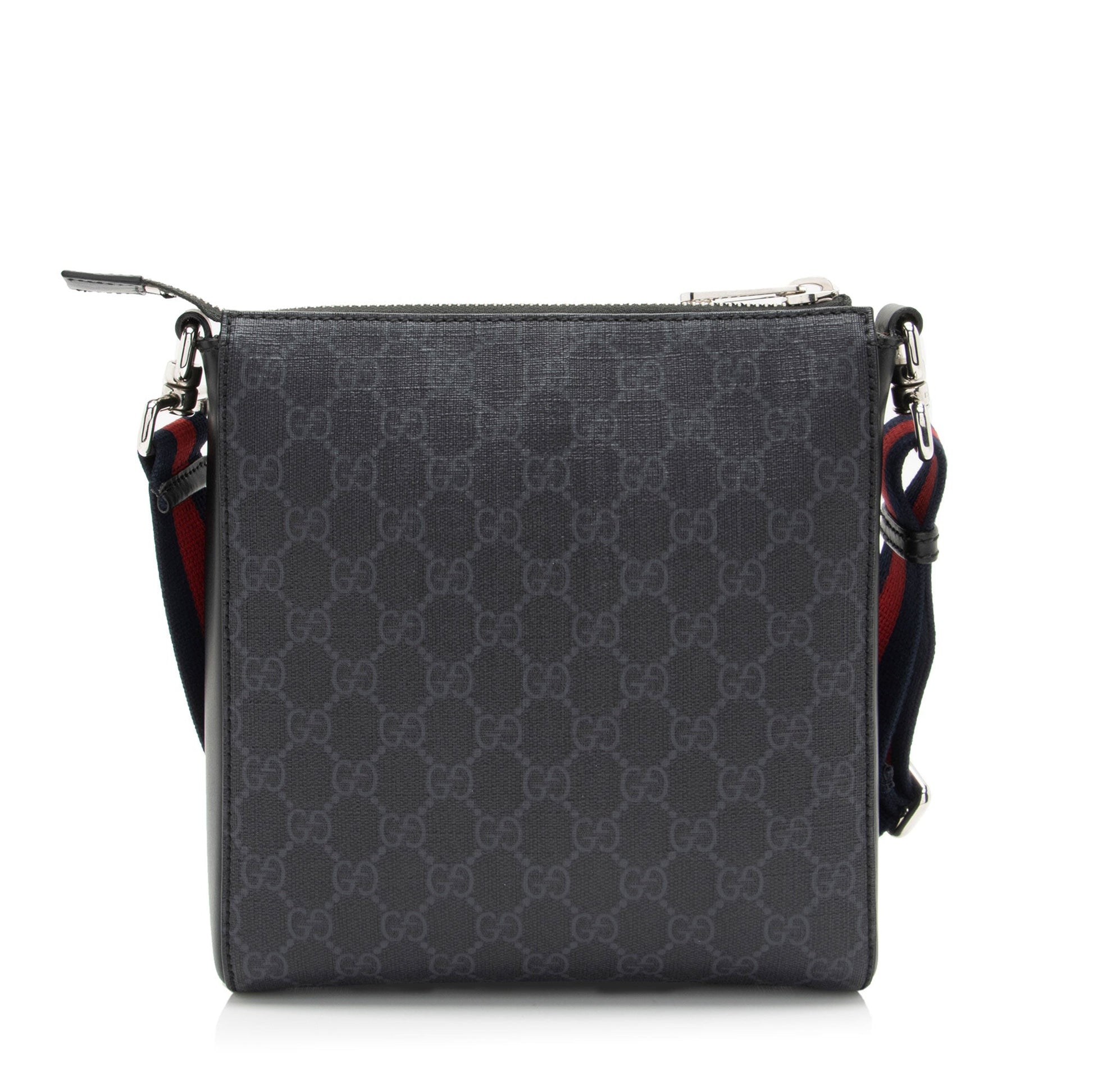 Gucci GG Supreme Messenger Leather Canvas Nylon Black Shoulder Bag Shf Wzt0Nl