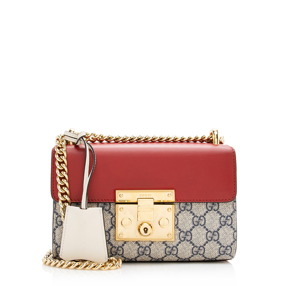 Gucci GG Supreme Padlock SHF Leather Canvas Blue Small Shoulder Bag