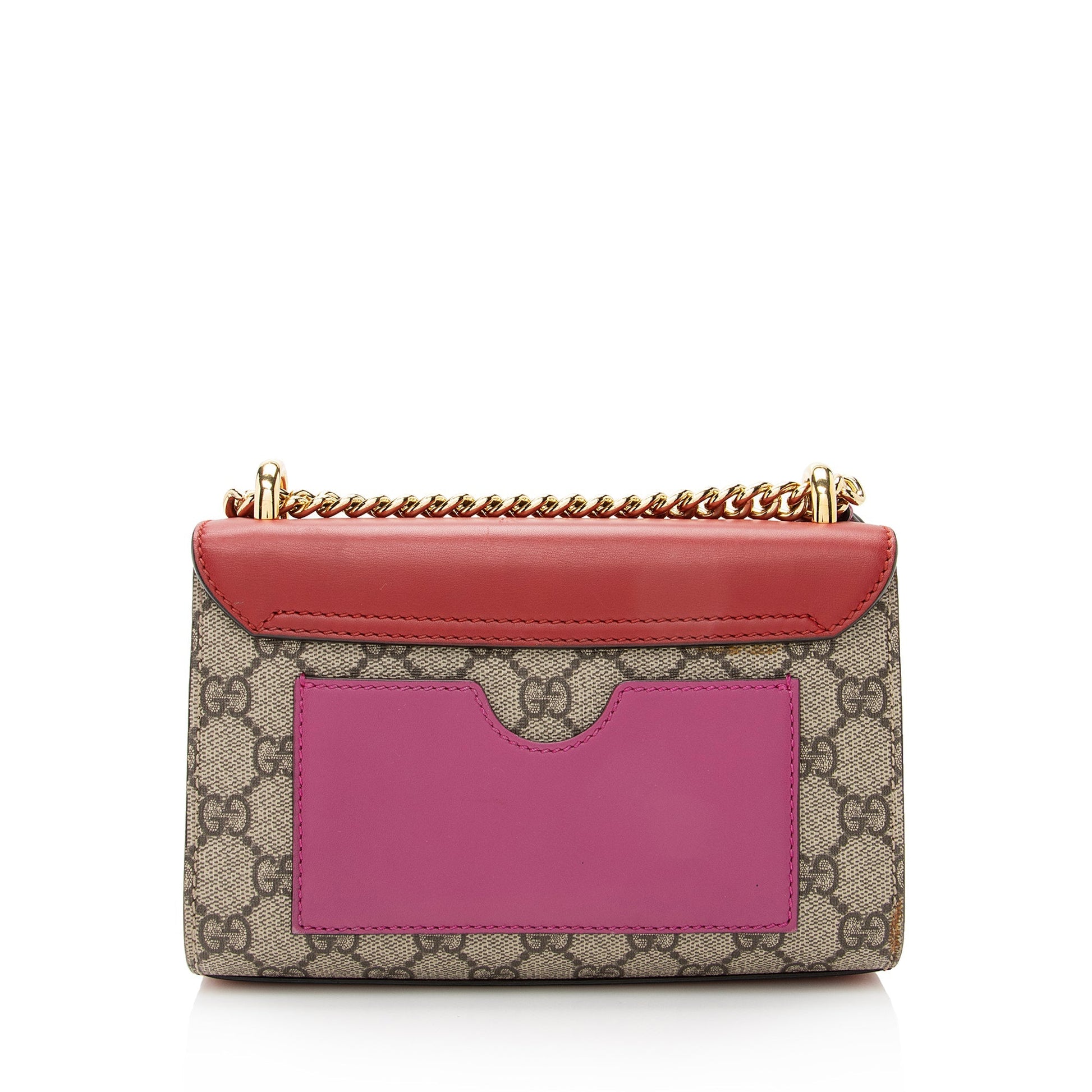Gucci GG Supreme Padlock SHF Leather Canvas Beige Red Crossbody Bag