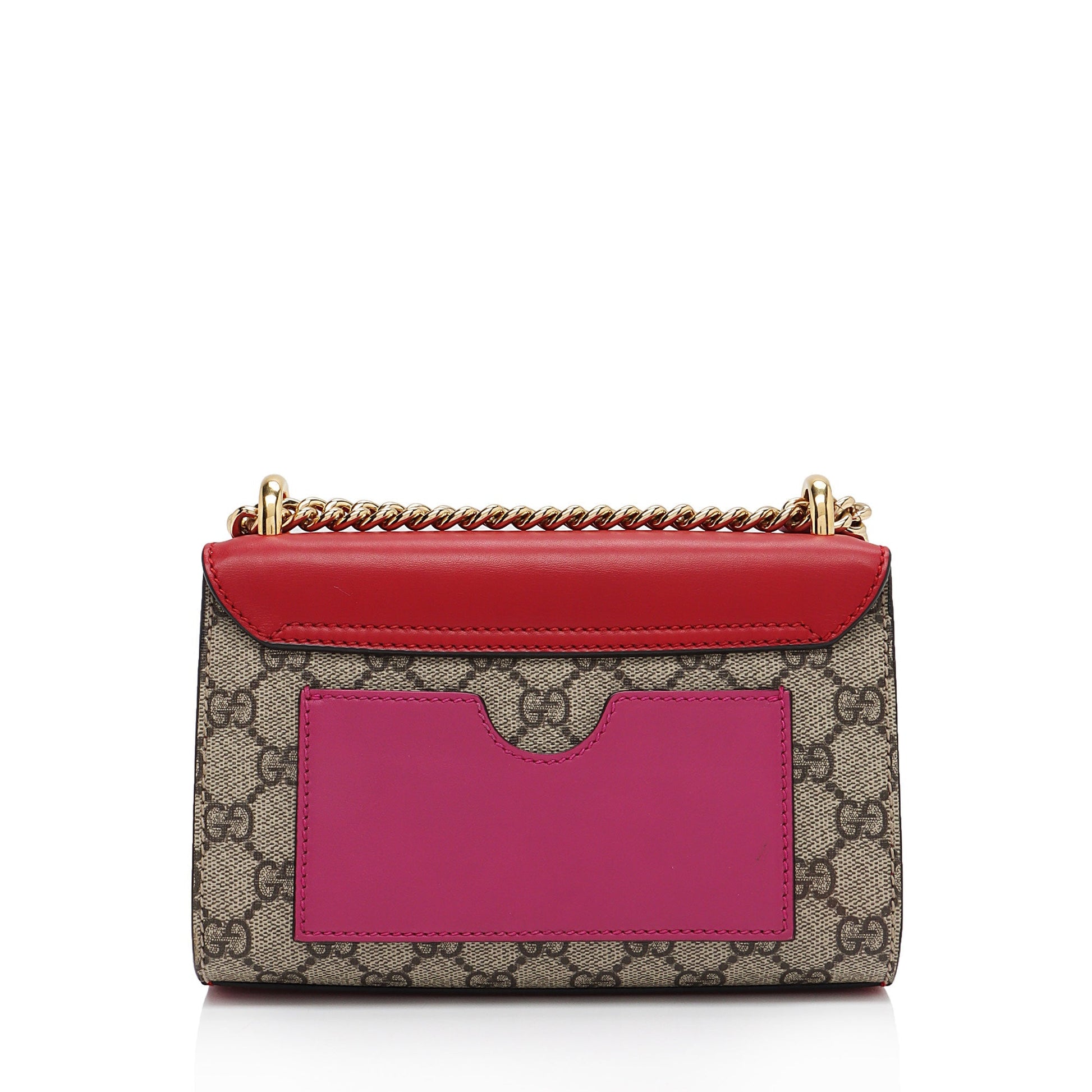 Gucci GG Supreme Padlock SHF-121XFL Leather Canvas Beige Red Crossbody Bag