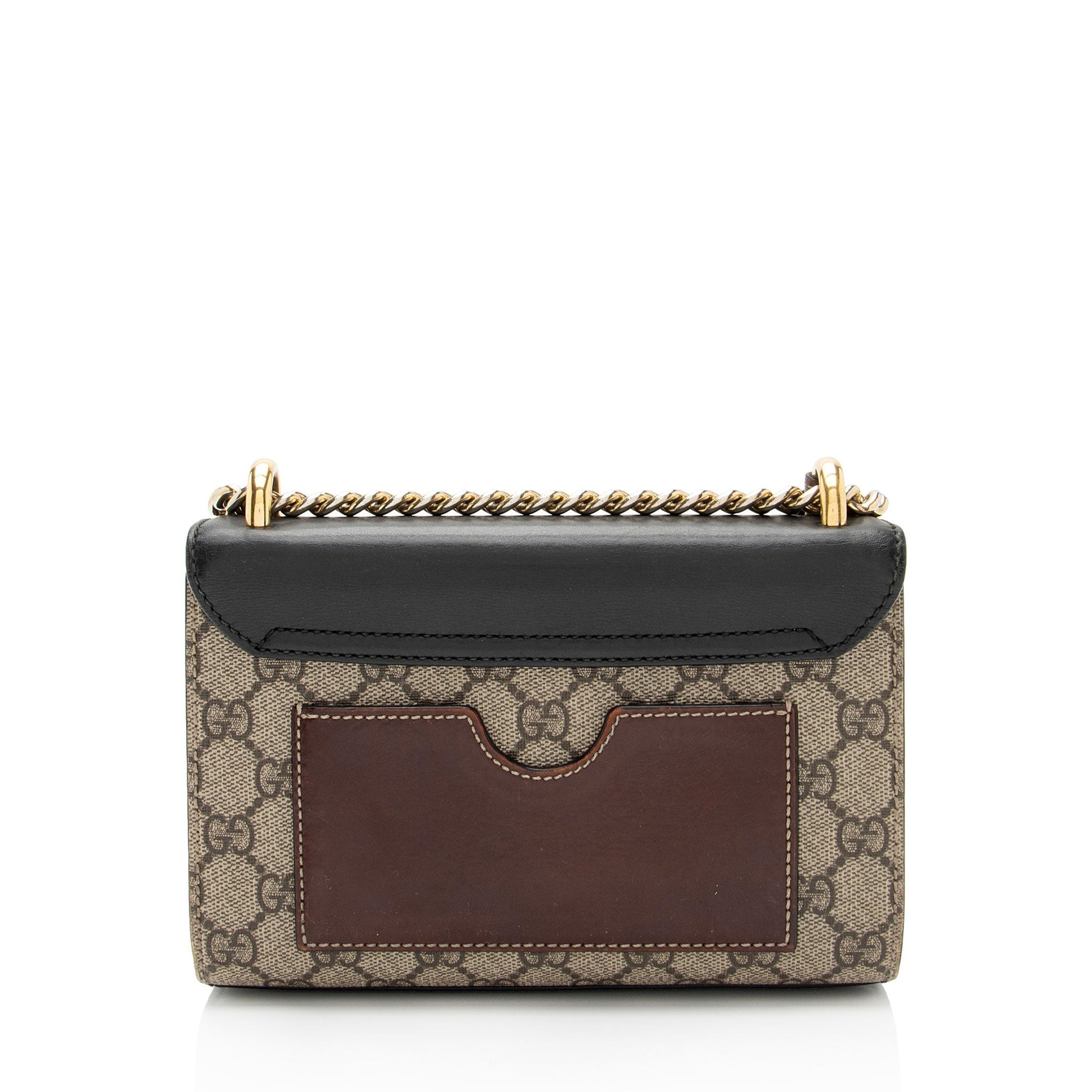 Gucci GG Supreme Padlock SHF-vRdeyi Leather Canvas Black Brown Crossbody Bag