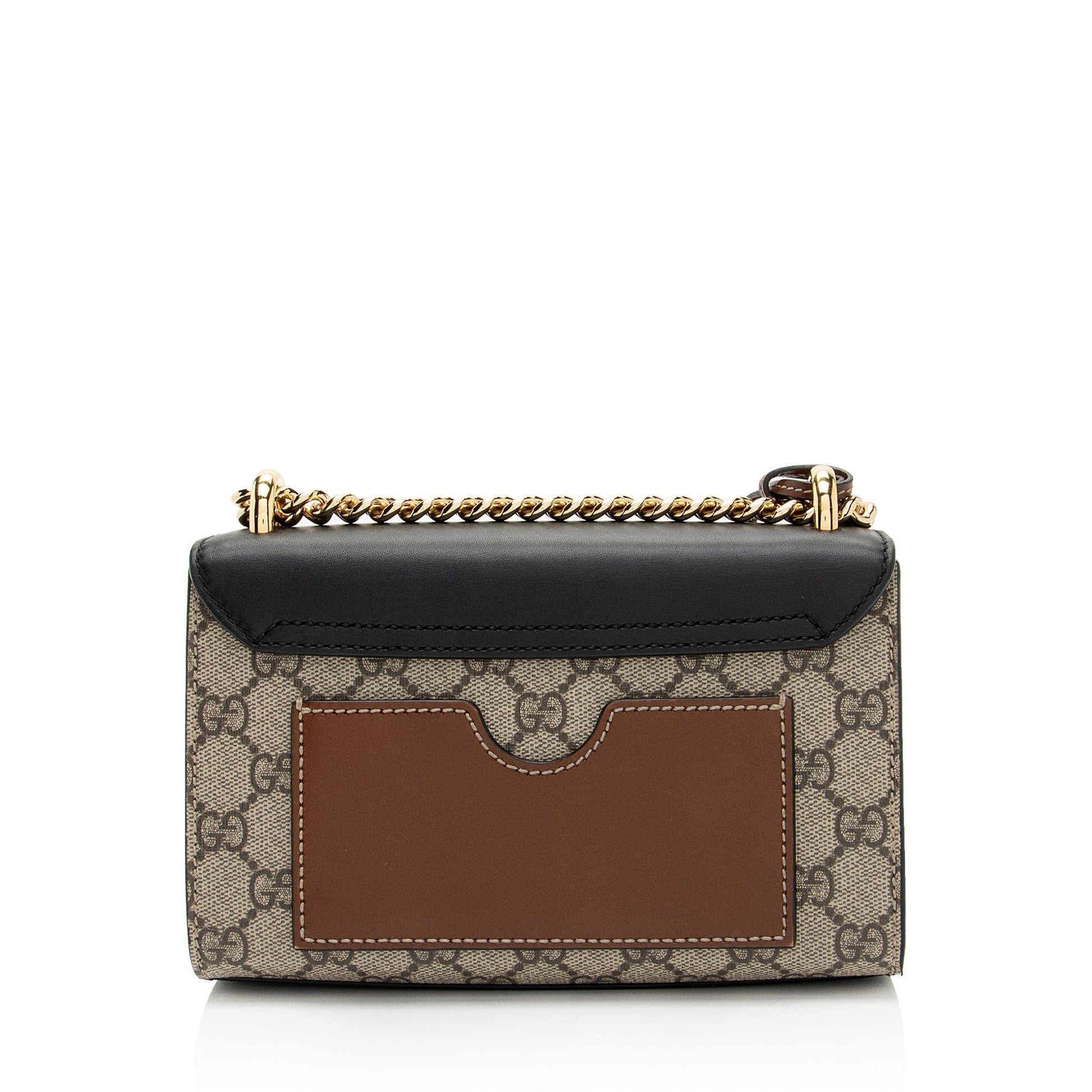Gucci GG Supreme Padlock SHF-rqVDip Leather Canvas Black Brown Shoulder Bag