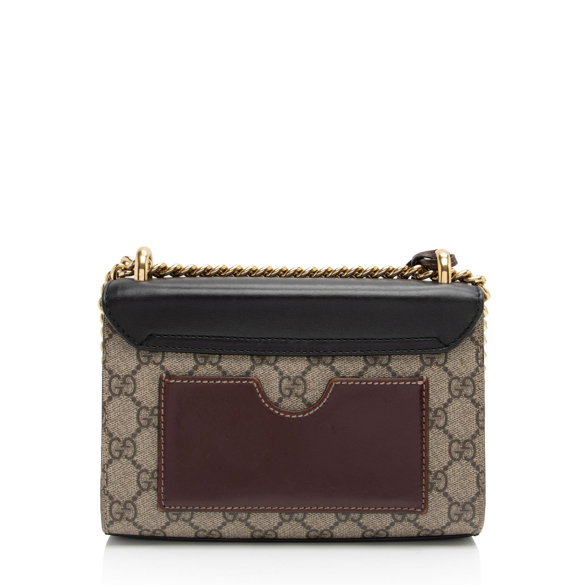 Gucci GG Supreme Padlock SHF-wWXgdi Leather Canvas Black Brown Shoulder Bag