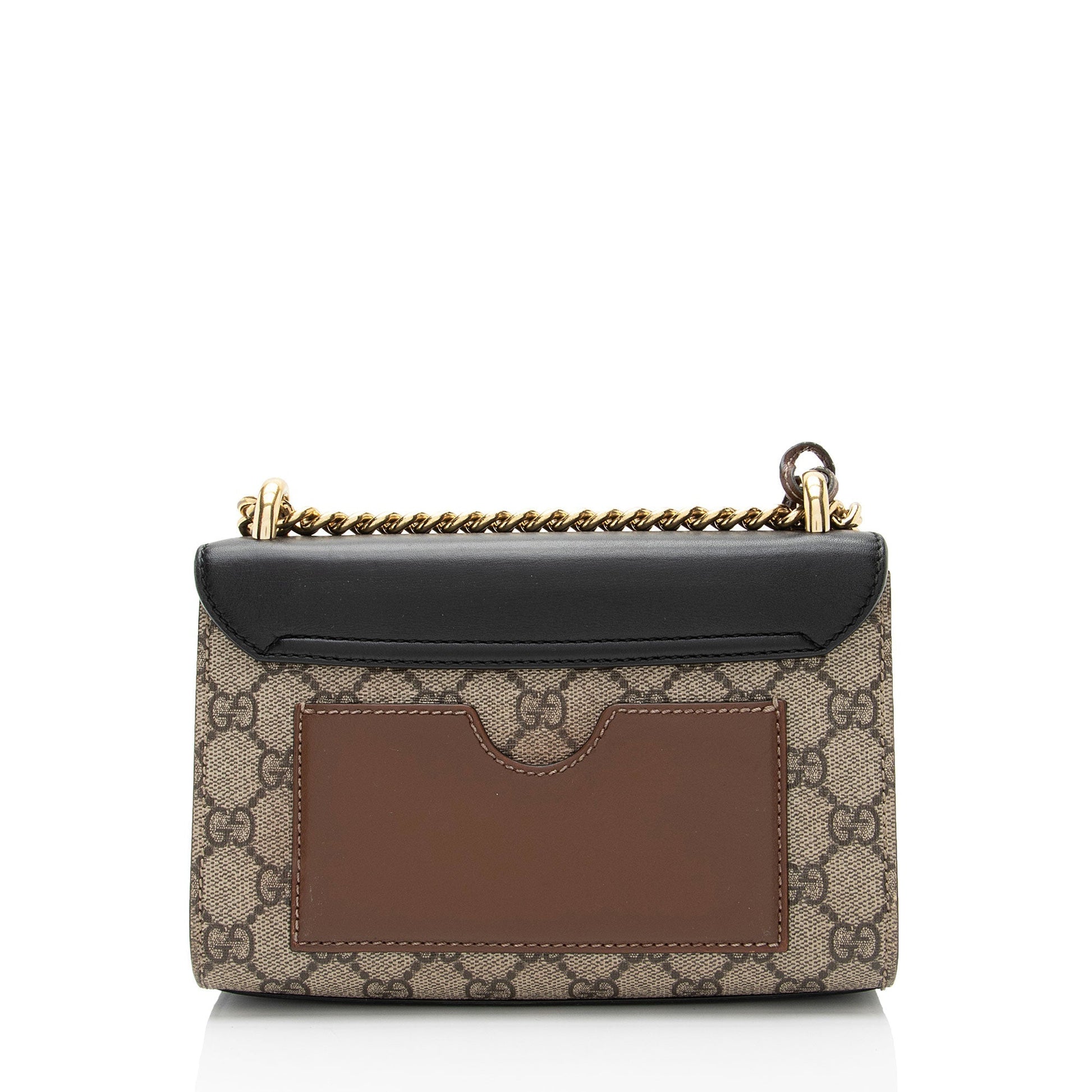 Gucci GG Supreme Padlock Leather Canvas Black Brown Shoulder Bag