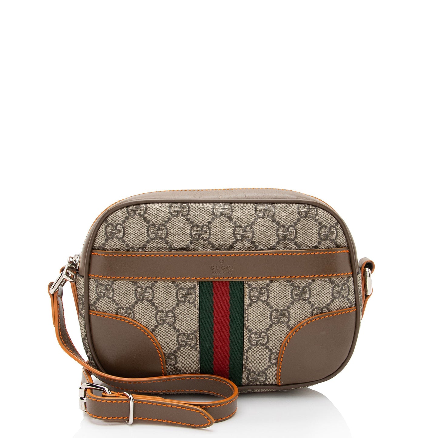 Gucci GG Supreme SHF-sH5tRt Leather Canvas Nylon Brown Crossbody Bag