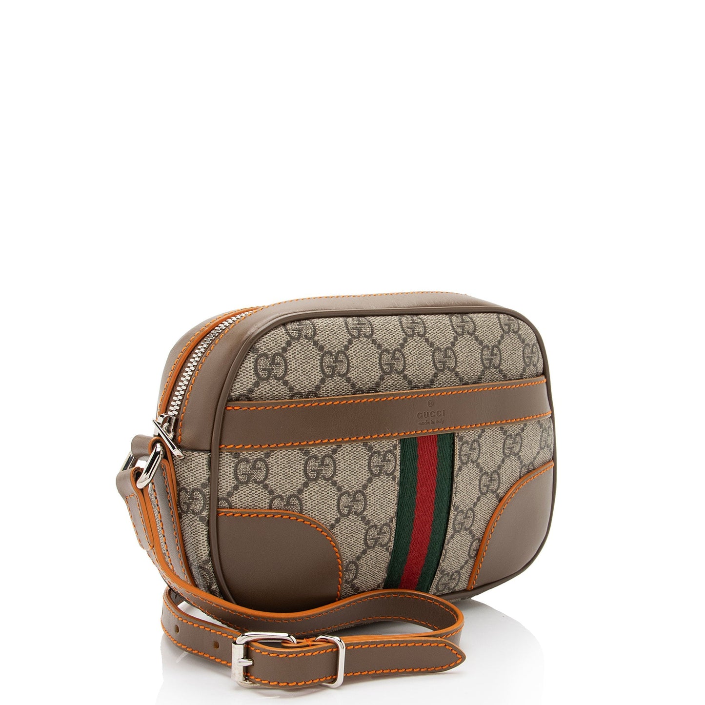 Gucci GG Supreme SHF-sH5tRt Leather Canvas Nylon Brown Crossbody Bag