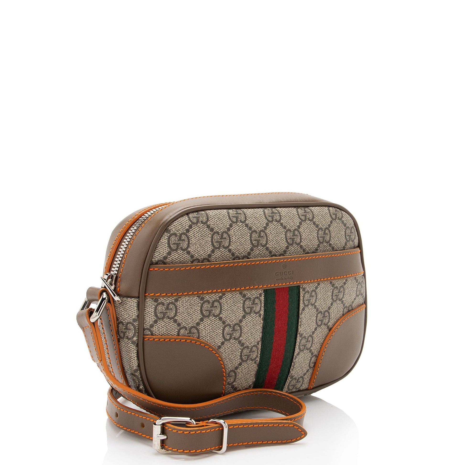 Gucci GG Supreme SHF-sH5tRt Leather Canvas Nylon Brown Crossbody Bag