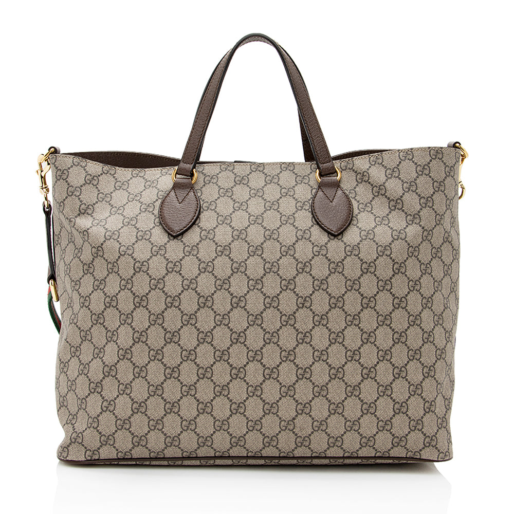 Gucci GG Supreme Soft Courrier - Leather Canvas Nylon Beige Tote Bag