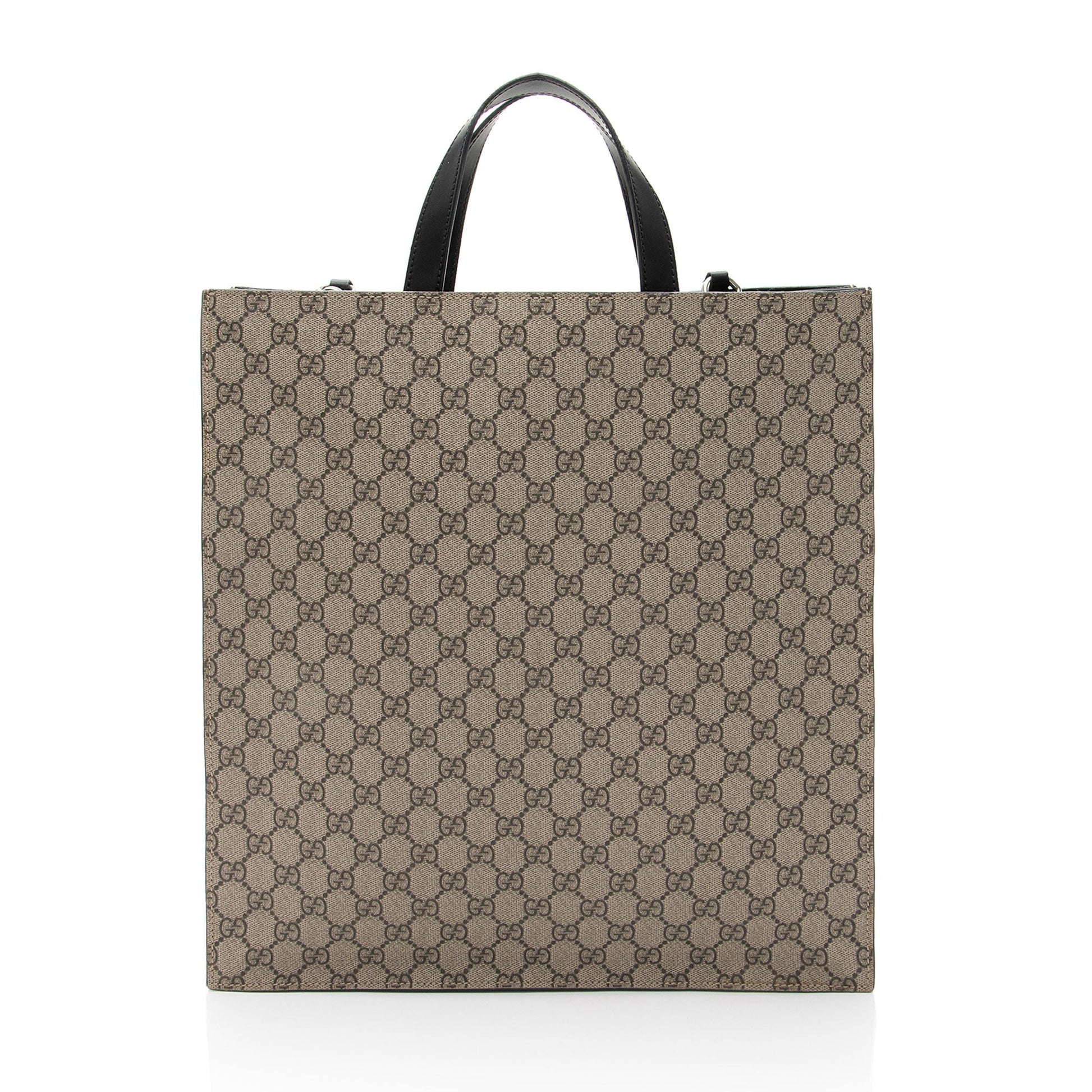 Gucci GG Supreme Soft N S Leather Canvas Nylon Black Tote Bag
