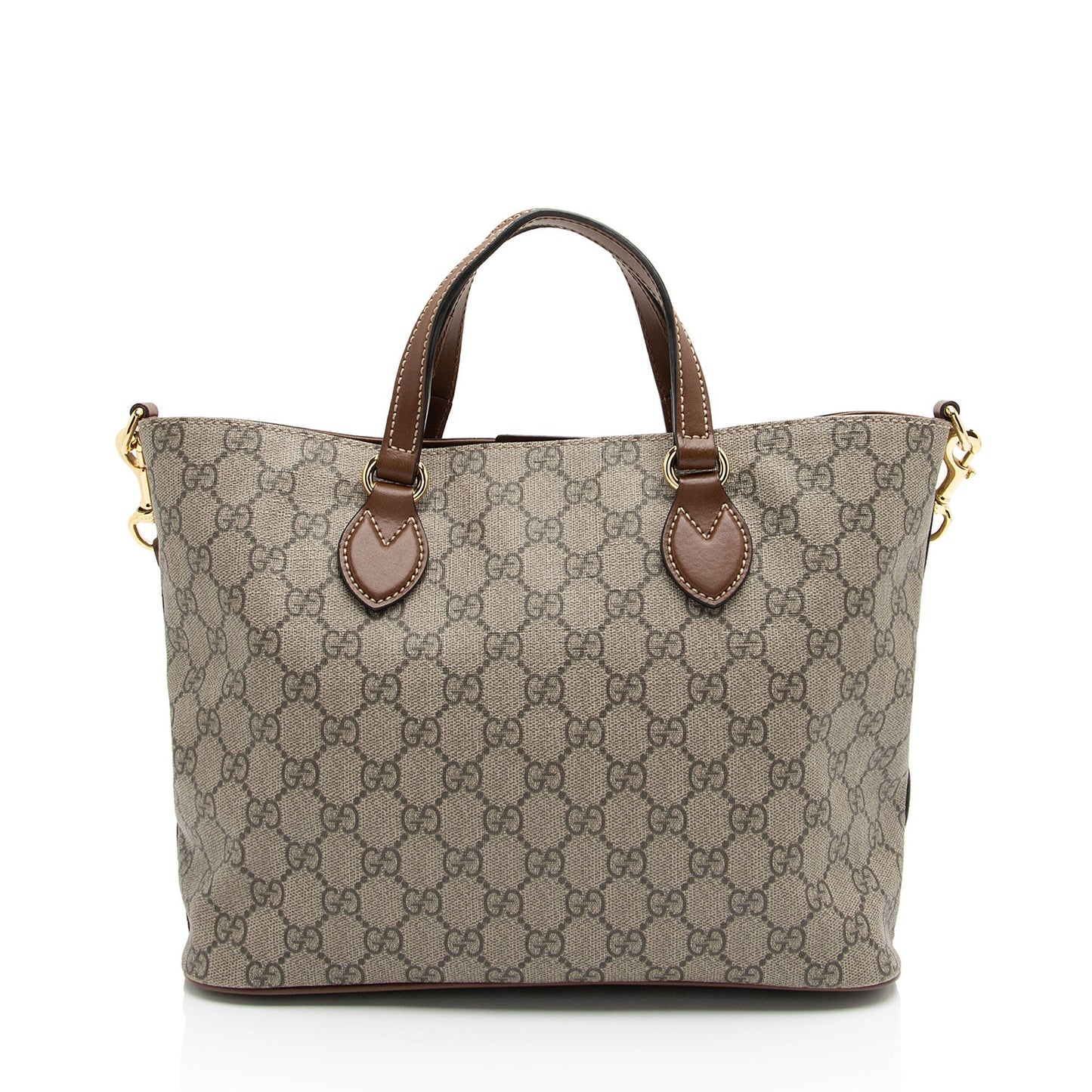 Gucci GG Supreme Soft SHF-TBLywo Leather Canvas Brown Beige Tote Bag