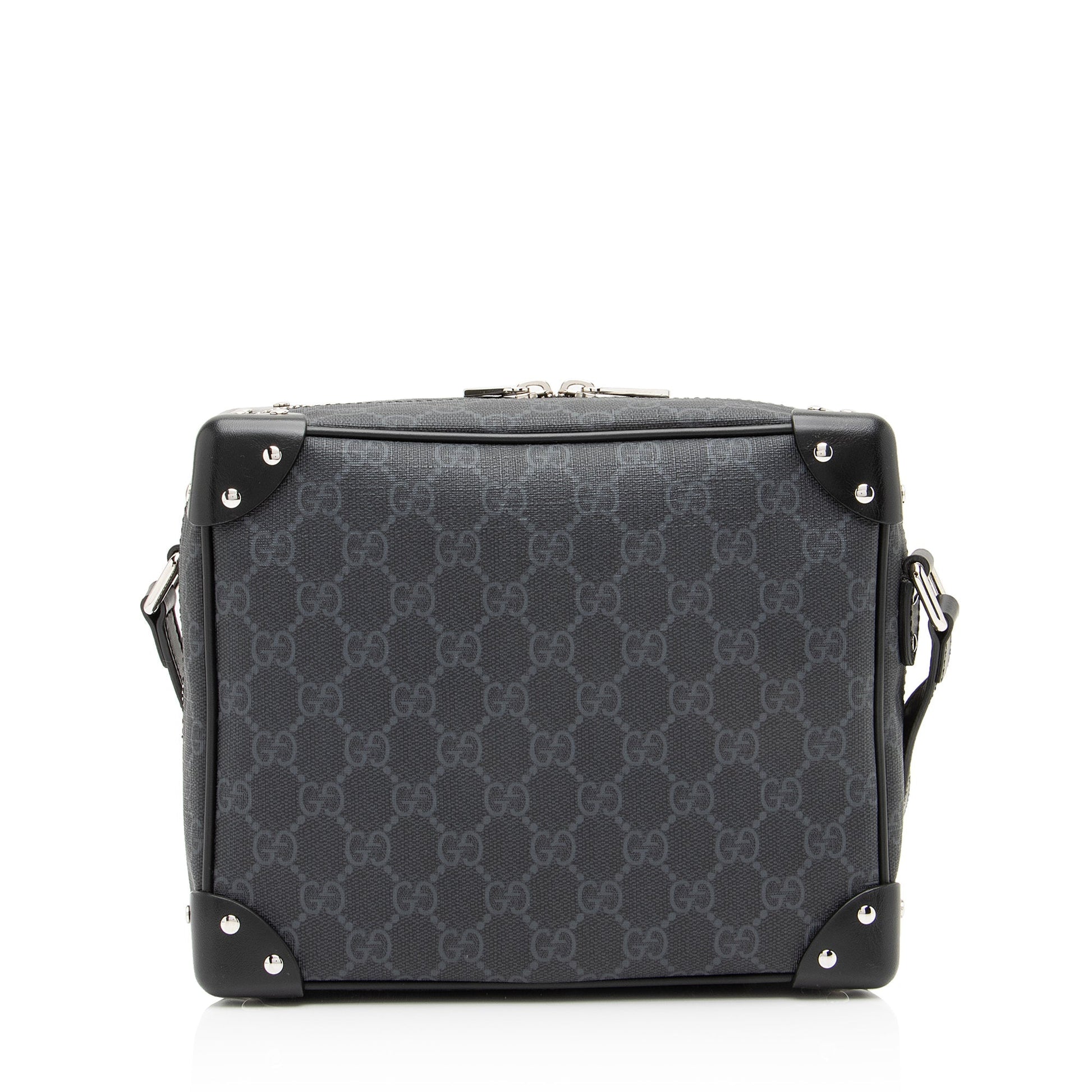 Gucci GG Supreme Soft Trunk SHF Leather Canvas Black Crossbody Bag