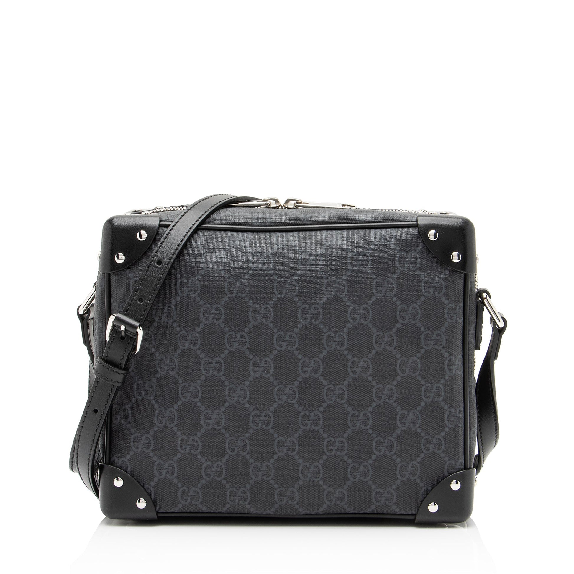 Gucci GG Supreme Soft Trunk SHF Leather Canvas Black Crossbody Bag