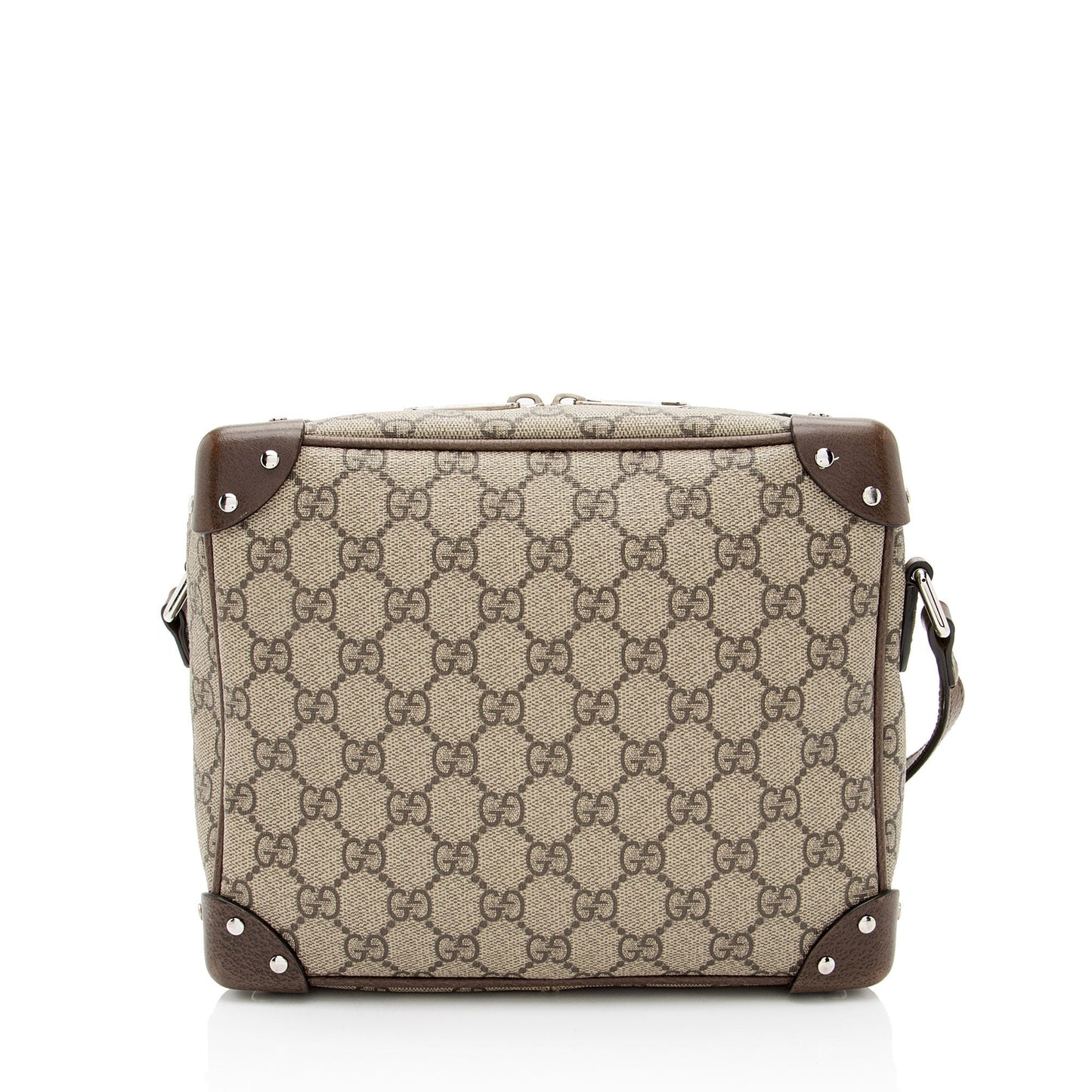 Gucci GG Supreme Soft Trunk Leather Canvas Brown Beige Crossbody Bag