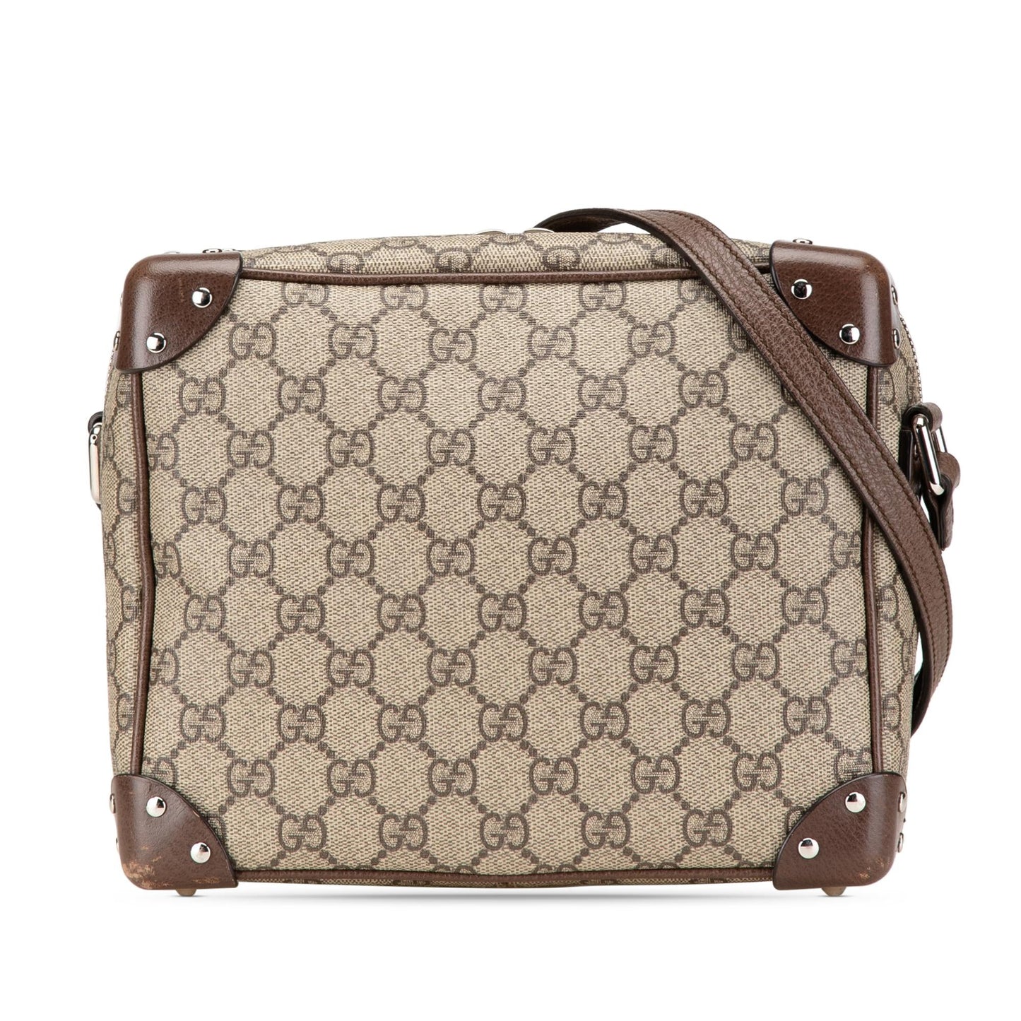 Gucci GG Supreme Soft Trunk Canvas Calf Brown Crossbody Bag