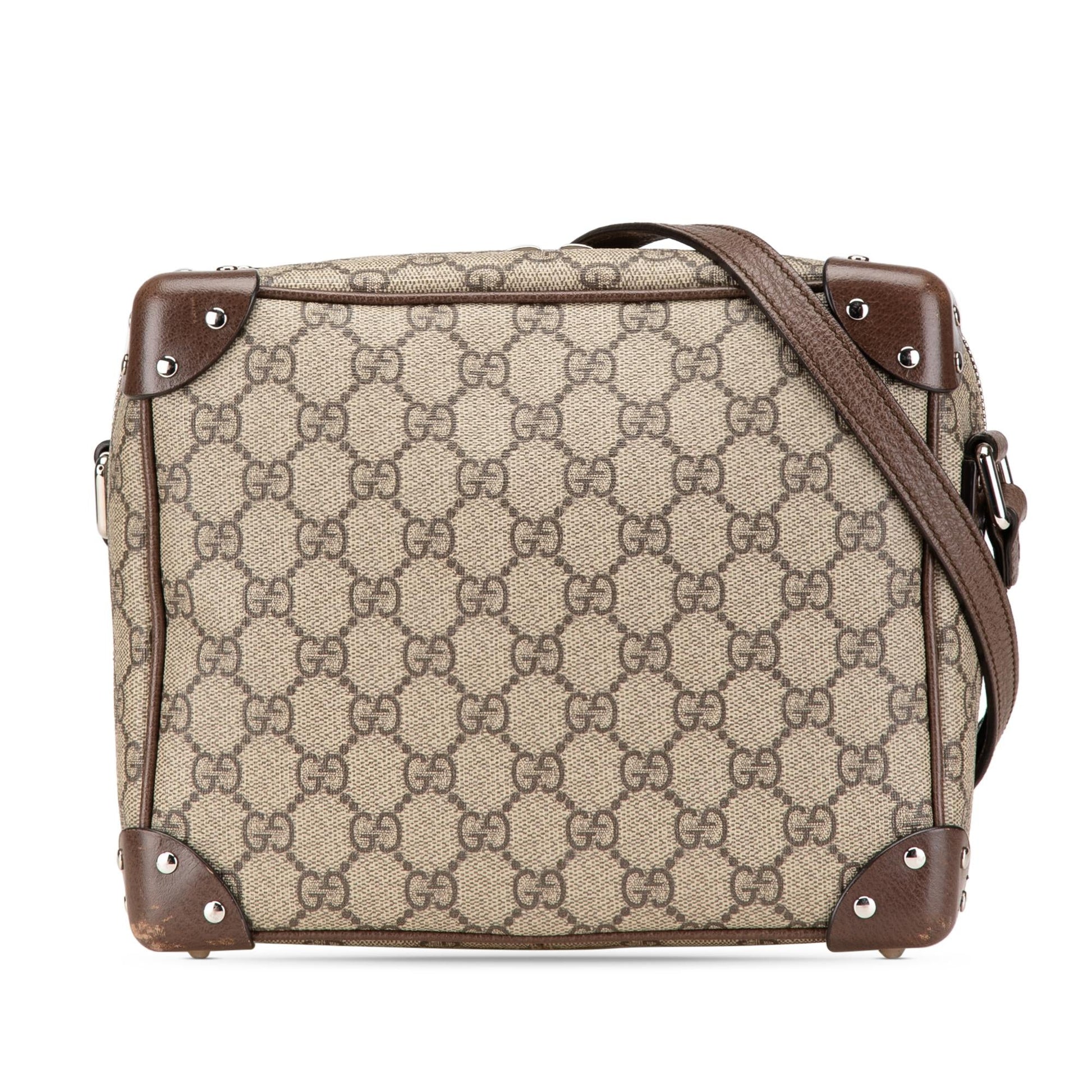 Gucci GG Supreme Soft Trunk Canvas Calf Brown Crossbody Bag