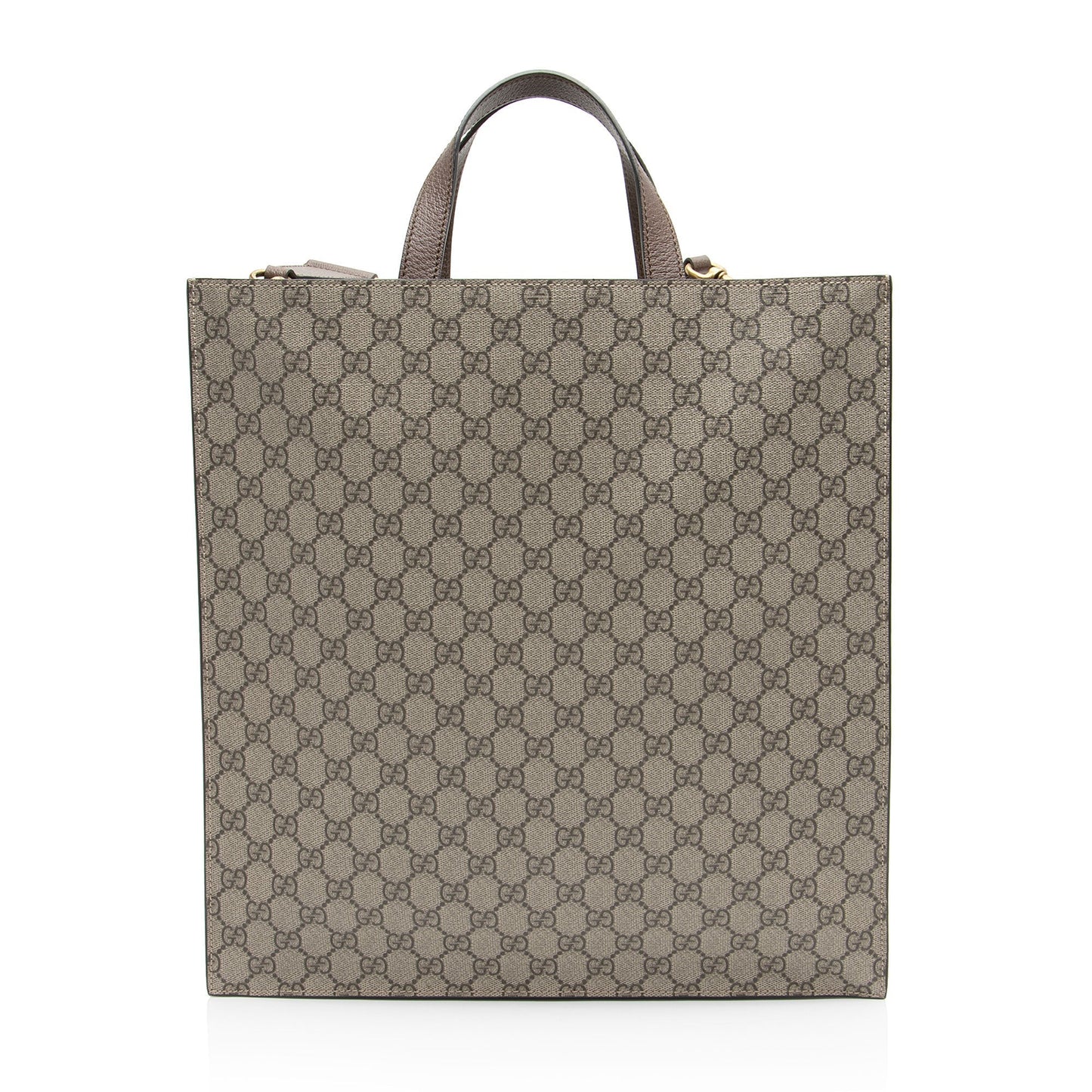 Gucci GG Supreme Soft Vertical Courrier Leather Canvas Nylon Brown Tote Bag