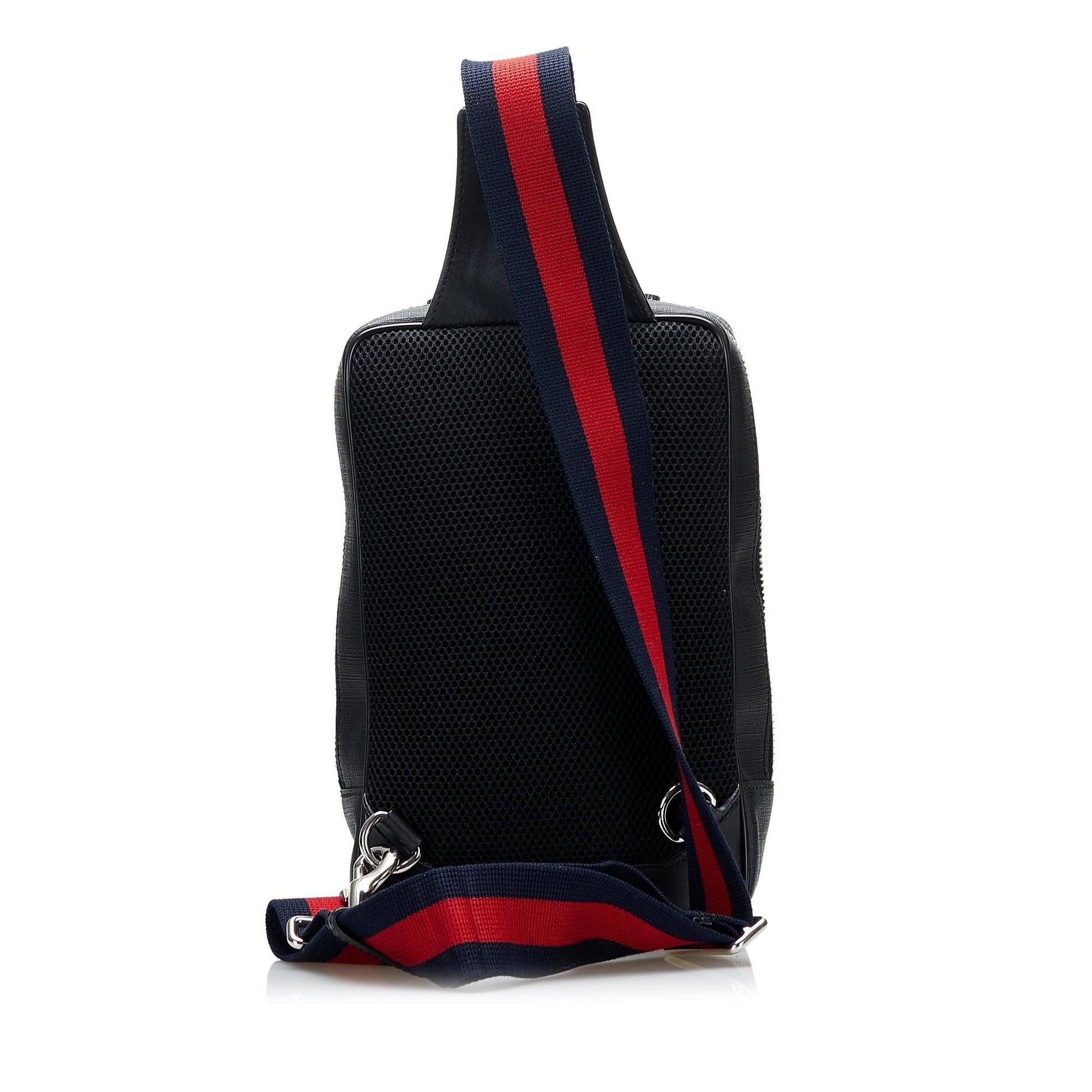 Gucci GG Supreme Soft Zip Web Canvas Black Crossbody Bag