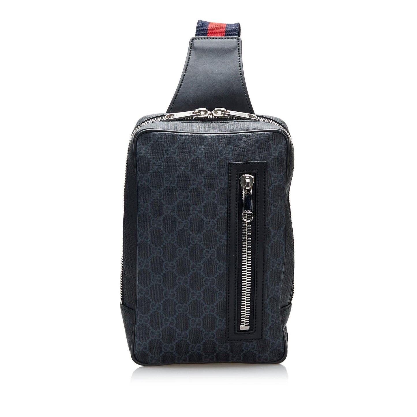 Gucci GG Supreme Soft Zip Web Canvas Black Crossbody Bag