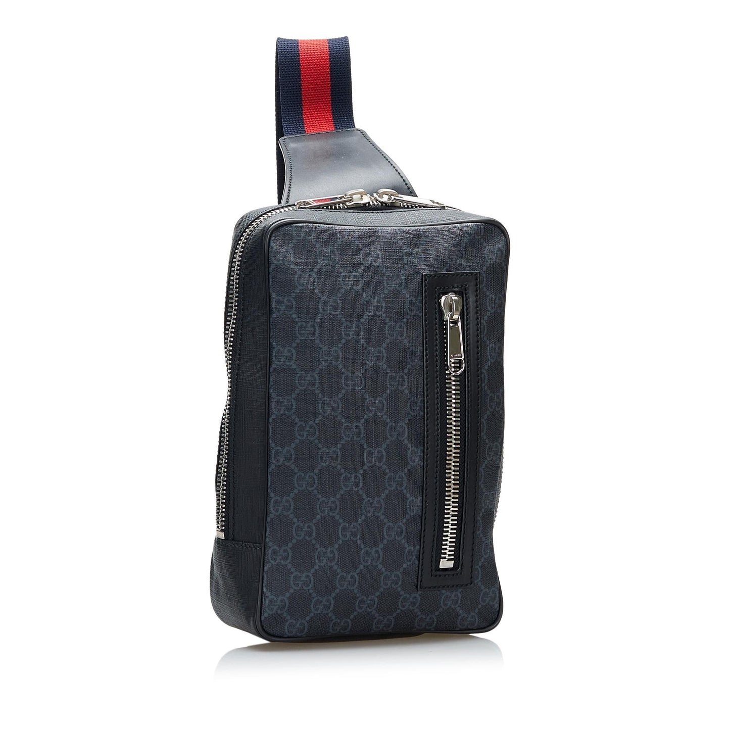 Gucci GG Supreme Soft Zip Web Canvas Black Crossbody Bag