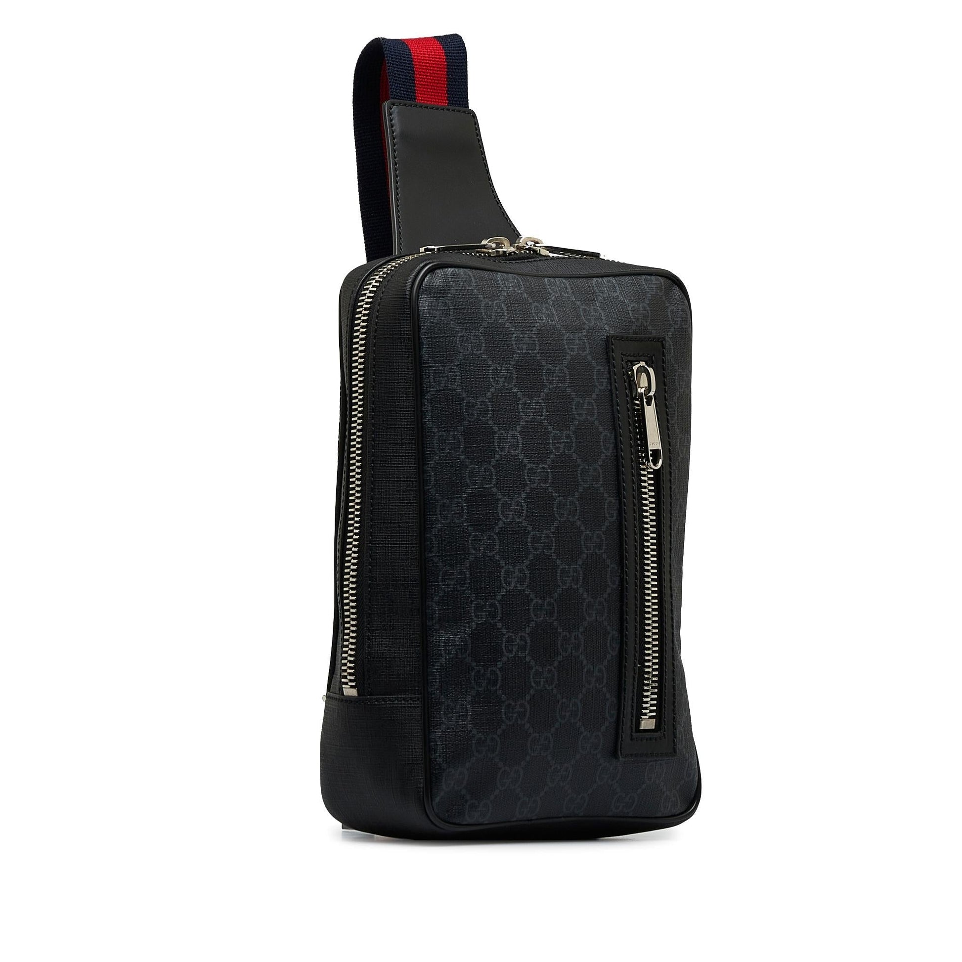Gucci GG Supreme Soft Zip Web Canvas Black Backpack